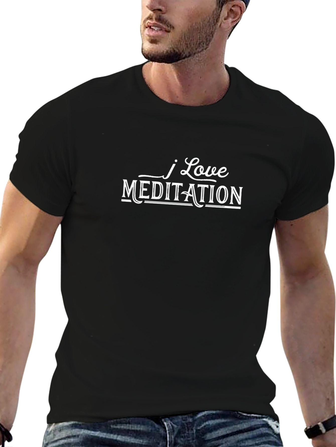 I Love Meditation T-Shirt - Black Crew Neck Tee