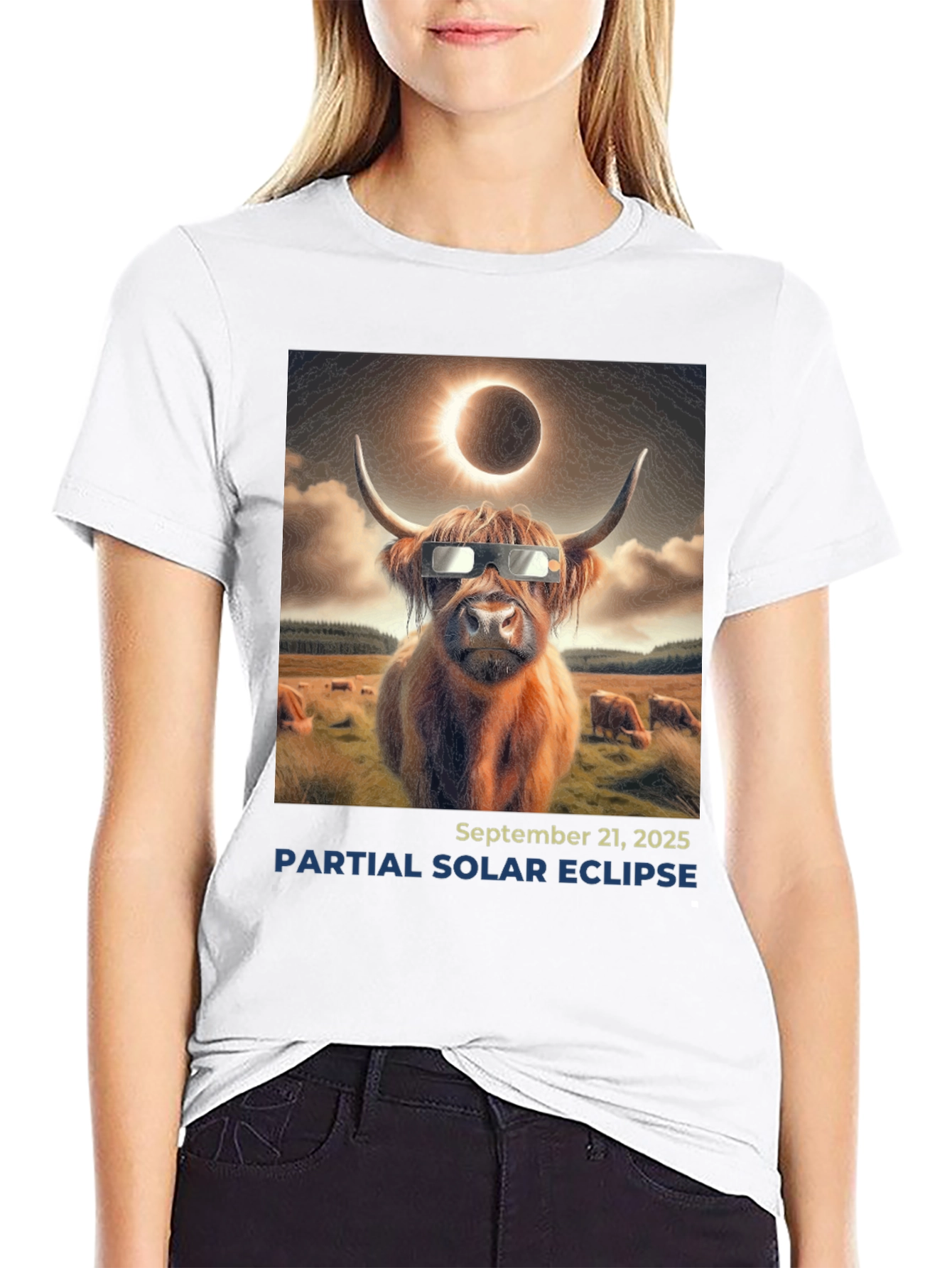 Cow Solar Eclipse 2025 T-Shirt