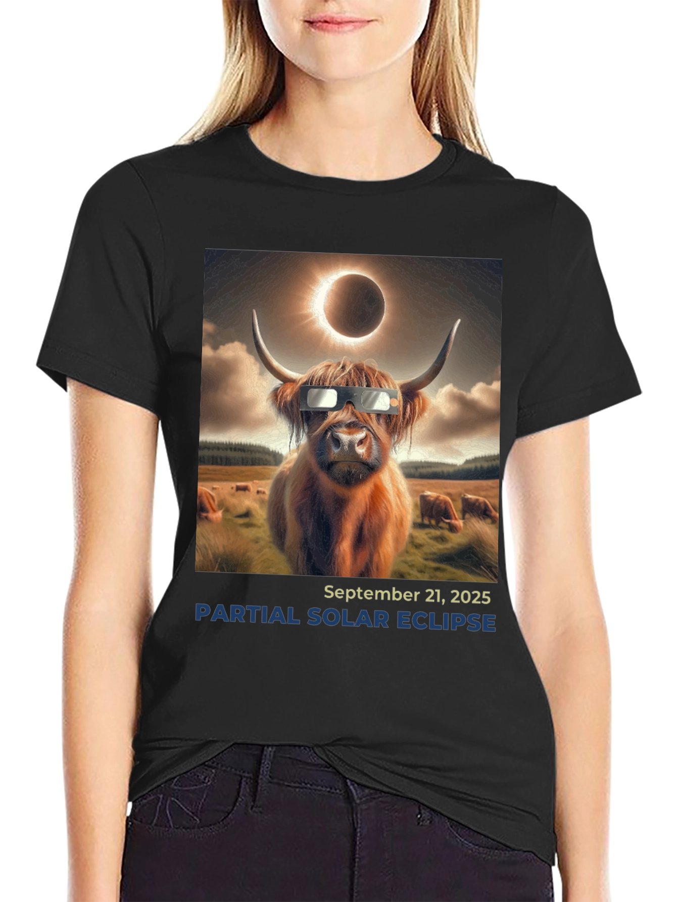 Cow Solar Eclipse 2025 T-Shirt