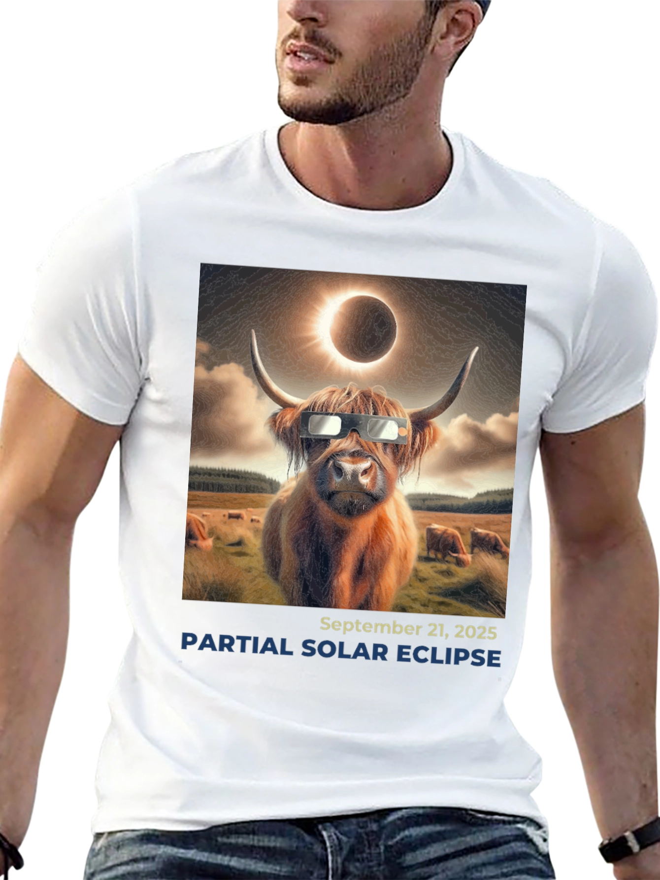 Cow Solar Eclipse 2025 T-Shirt