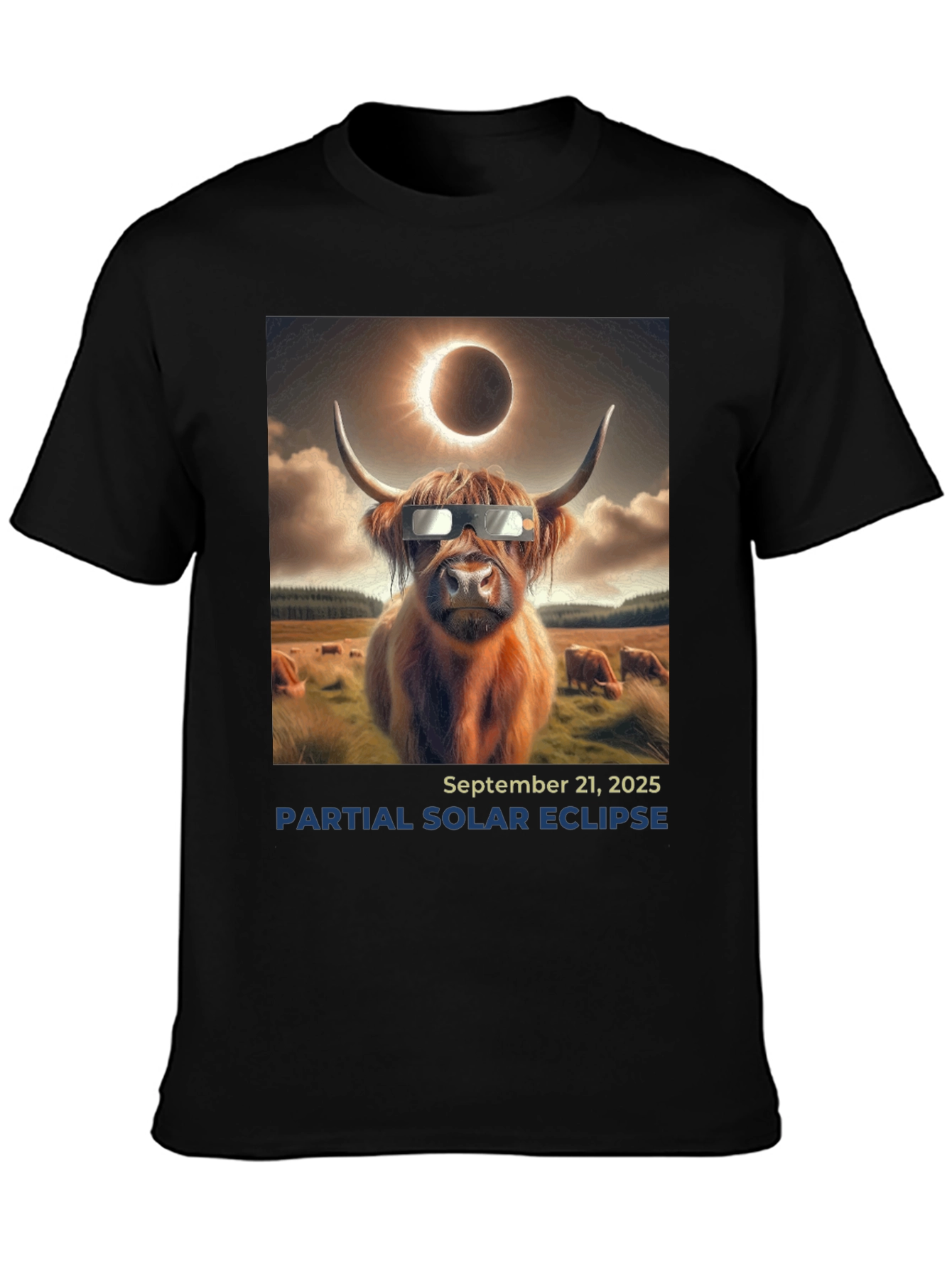 Cow Solar Eclipse 2025 T-Shirt
