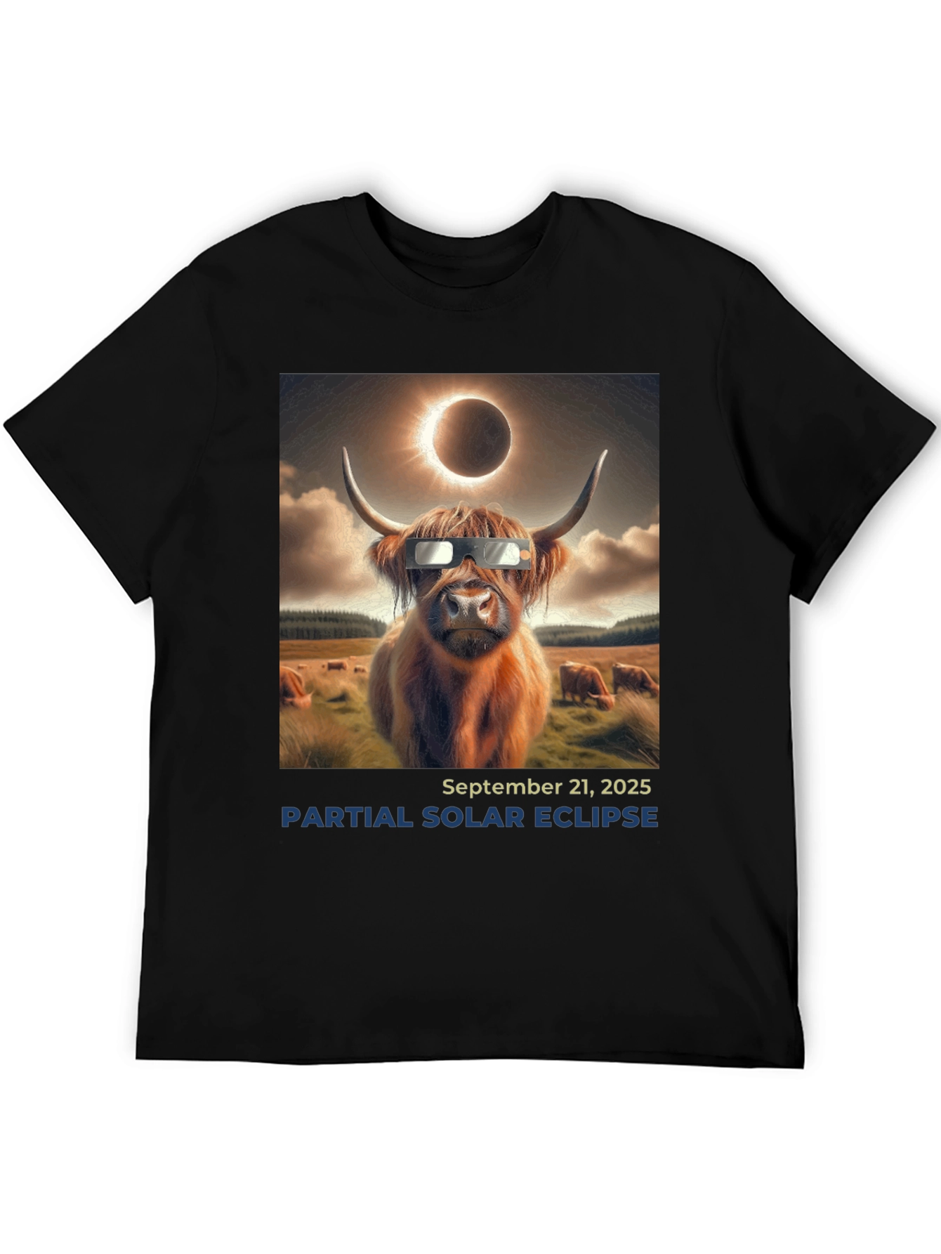 Cow Solar Eclipse 2025 T-Shirt