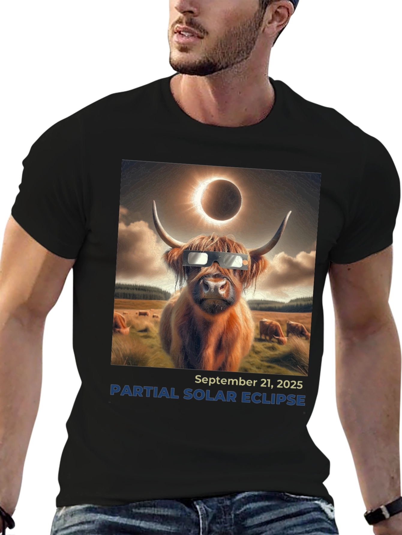 Cow Solar Eclipse 2025 T-Shirt