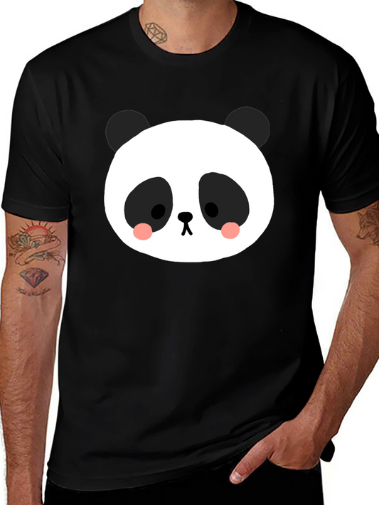Cute Panda Graphic Tee - Black Cotton Blend