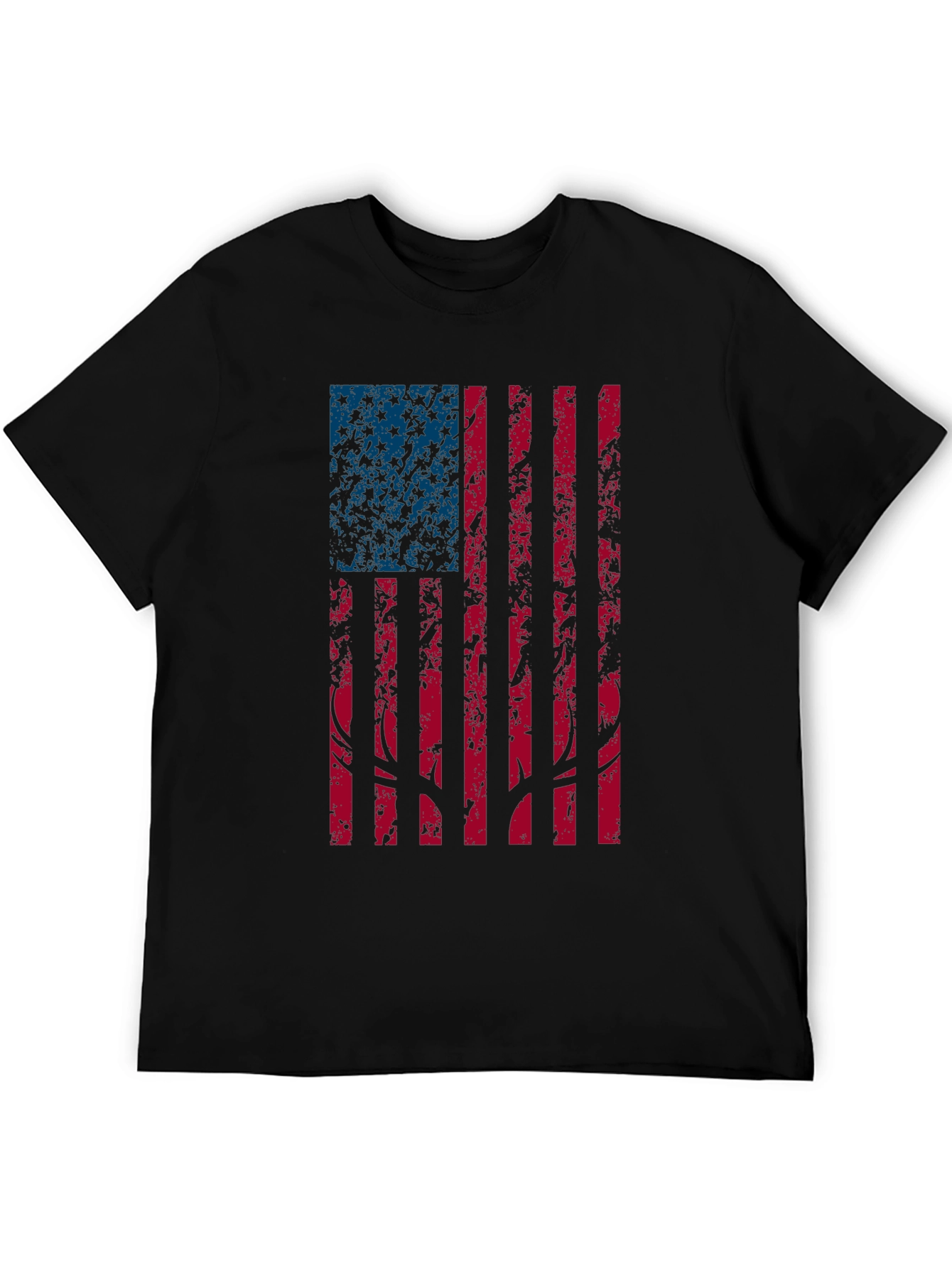 American Flag Deer Antler Graphic Tee - Black