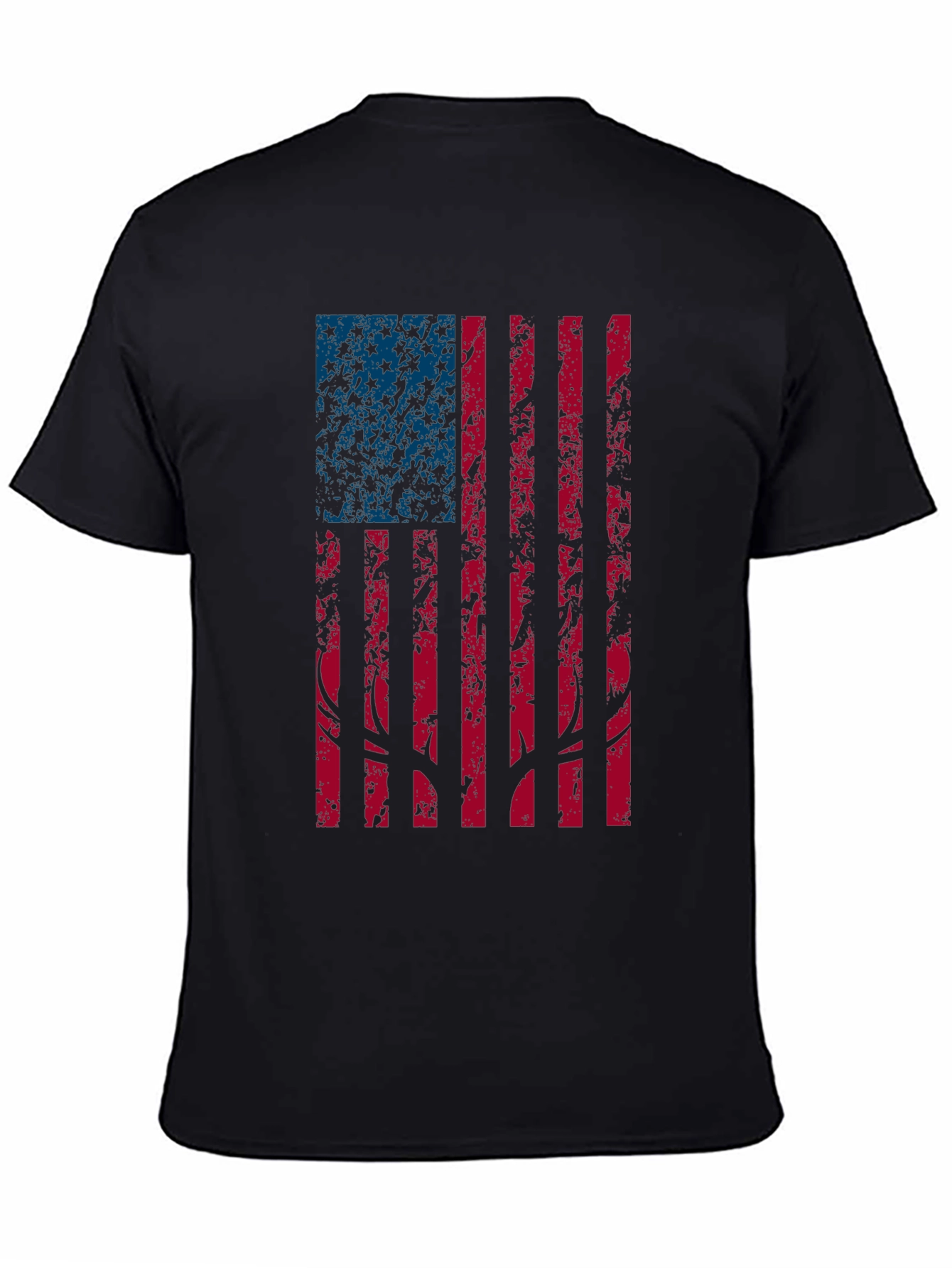 American Flag Deer Antler Graphic Tee - Black