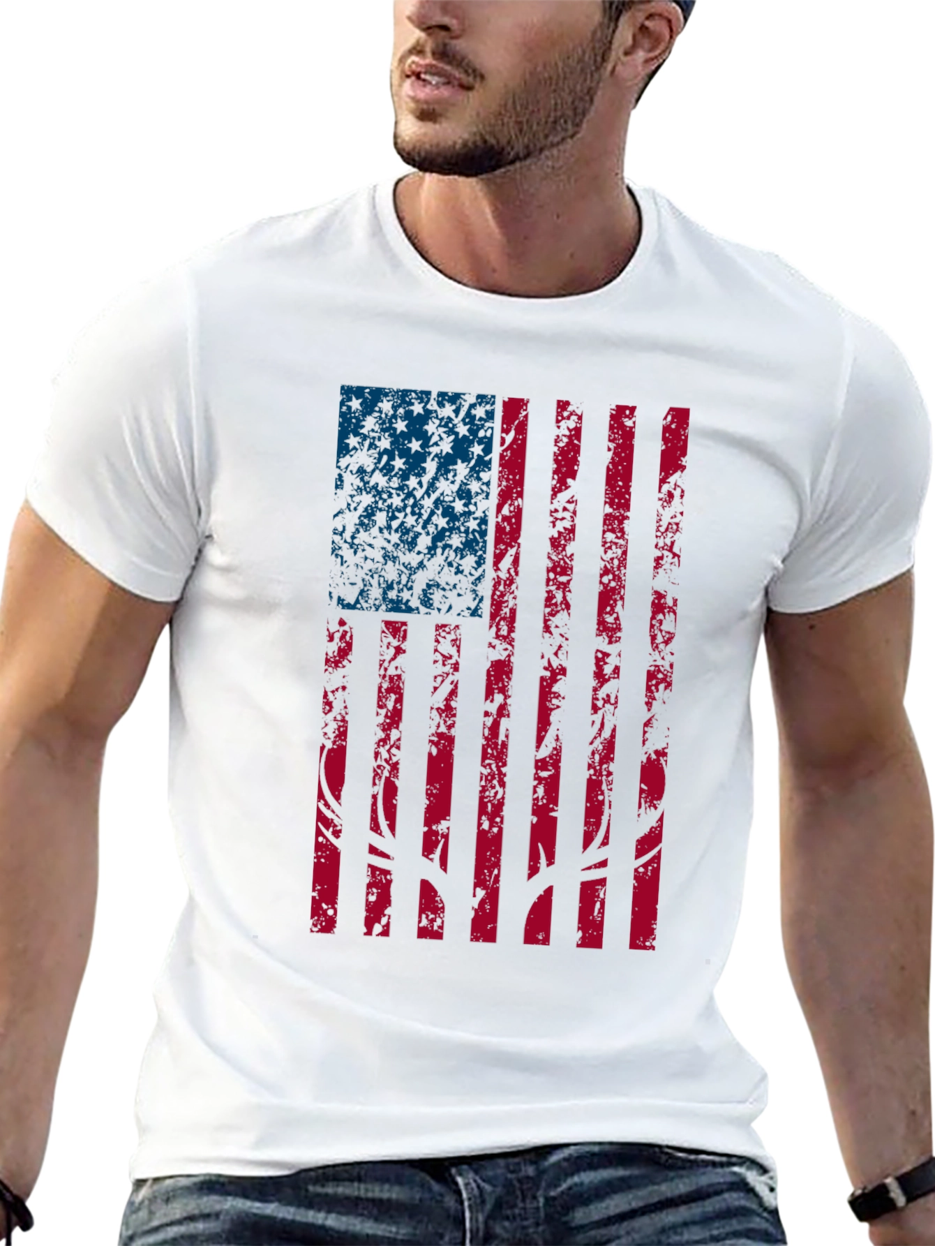 American Flag Deer Antler Graphic Tee - Black