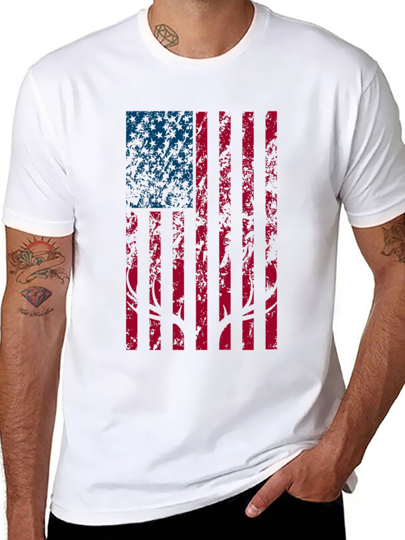 American Flag Deer Antler Graphic Tee - Black