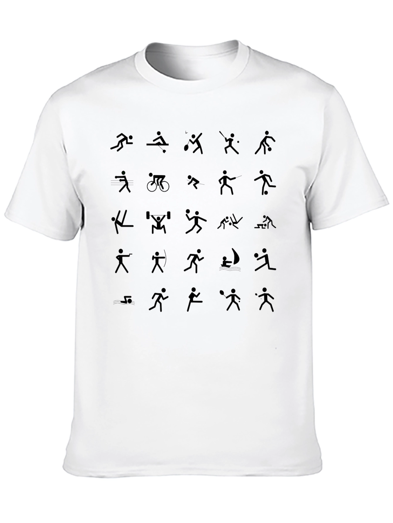 Sports Icons Black T-Shirt - Athletic Graphic Tee