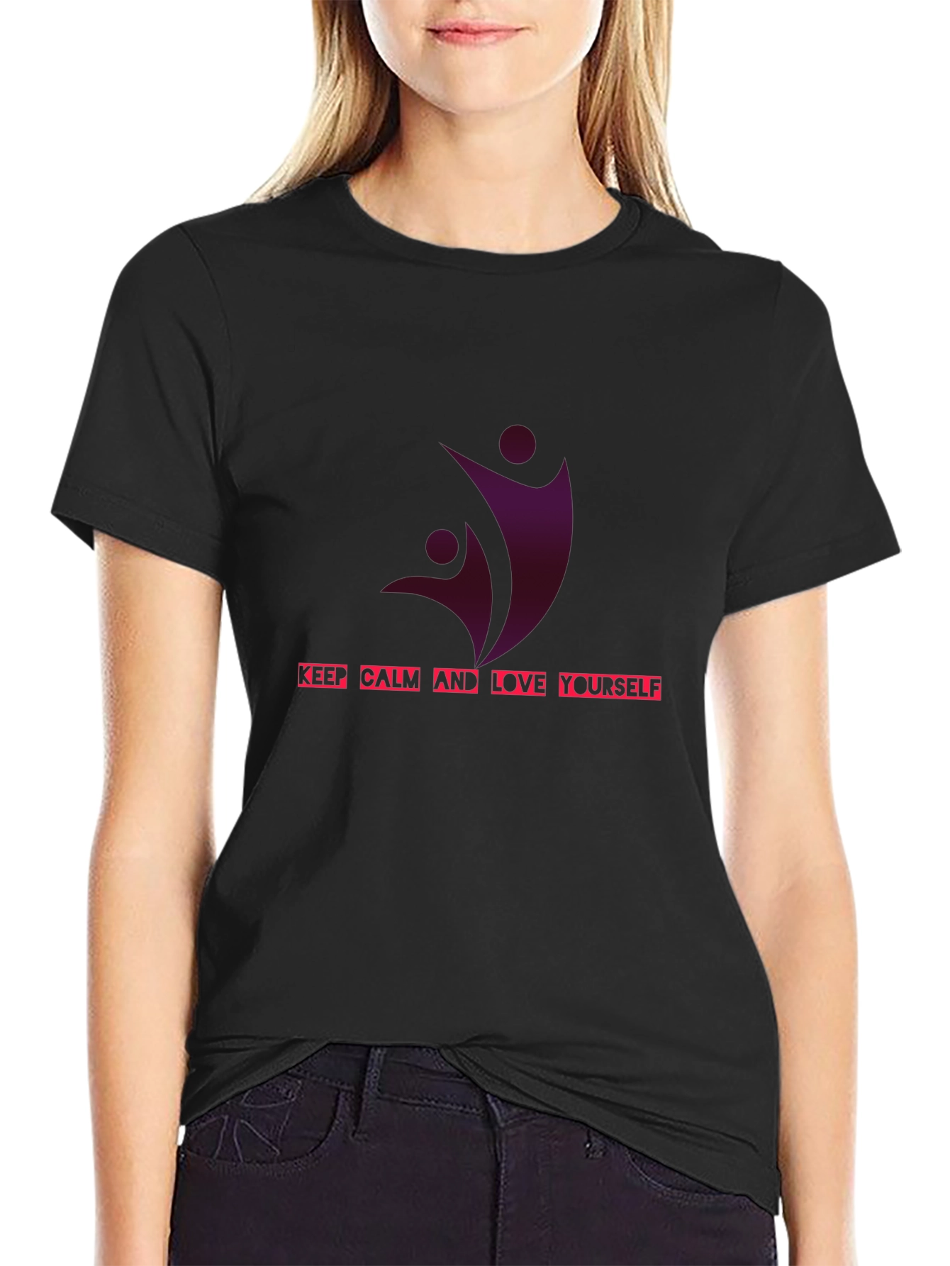 Keep Calm Love Yourself Graphic Tee - Black