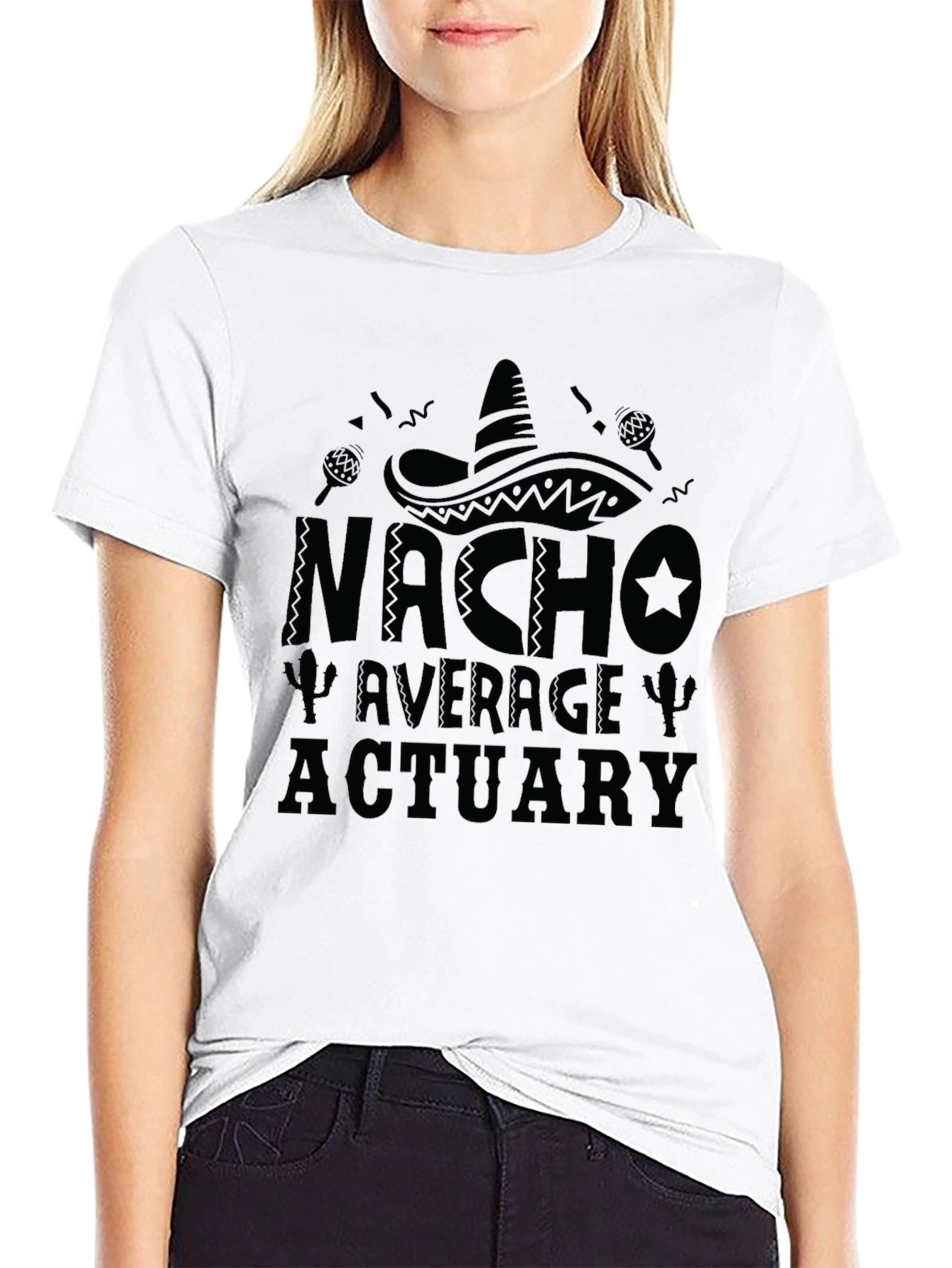 Nacho Average Actuary Black T-Shirt Funny Actuarial Pun Tee