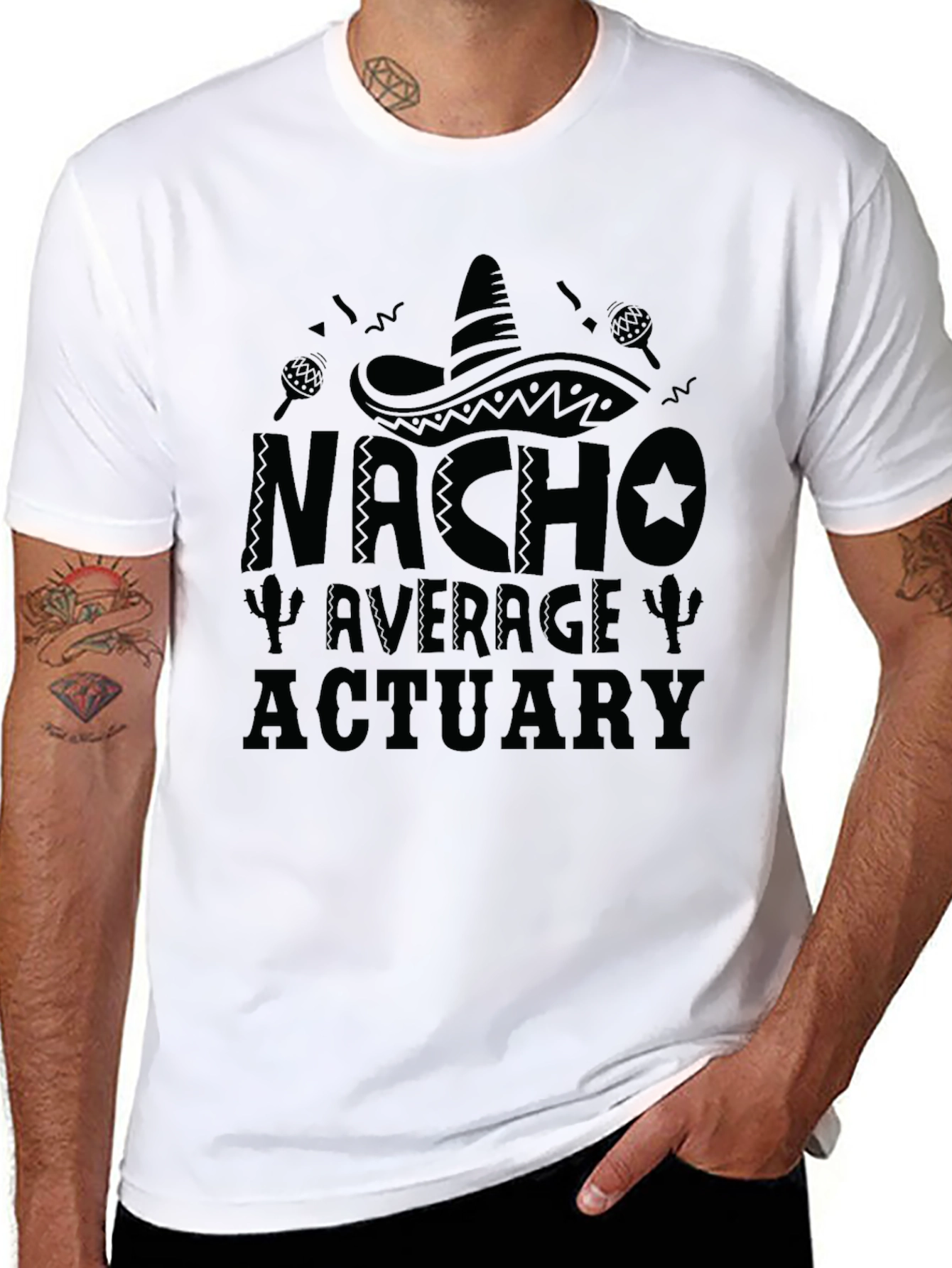 Nacho Average Actuary Black T-Shirt Funny Actuarial Pun Tee