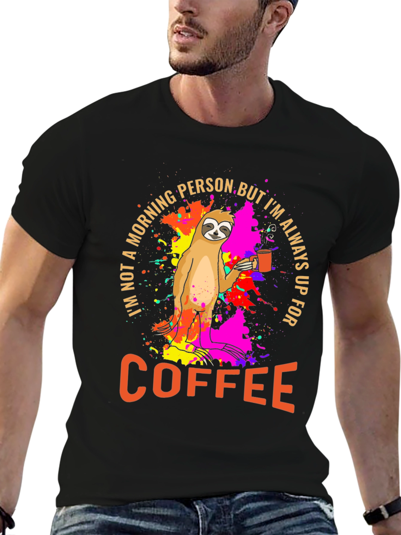 Sloth Coffee T-Shirt - Morning Person Funny Tee