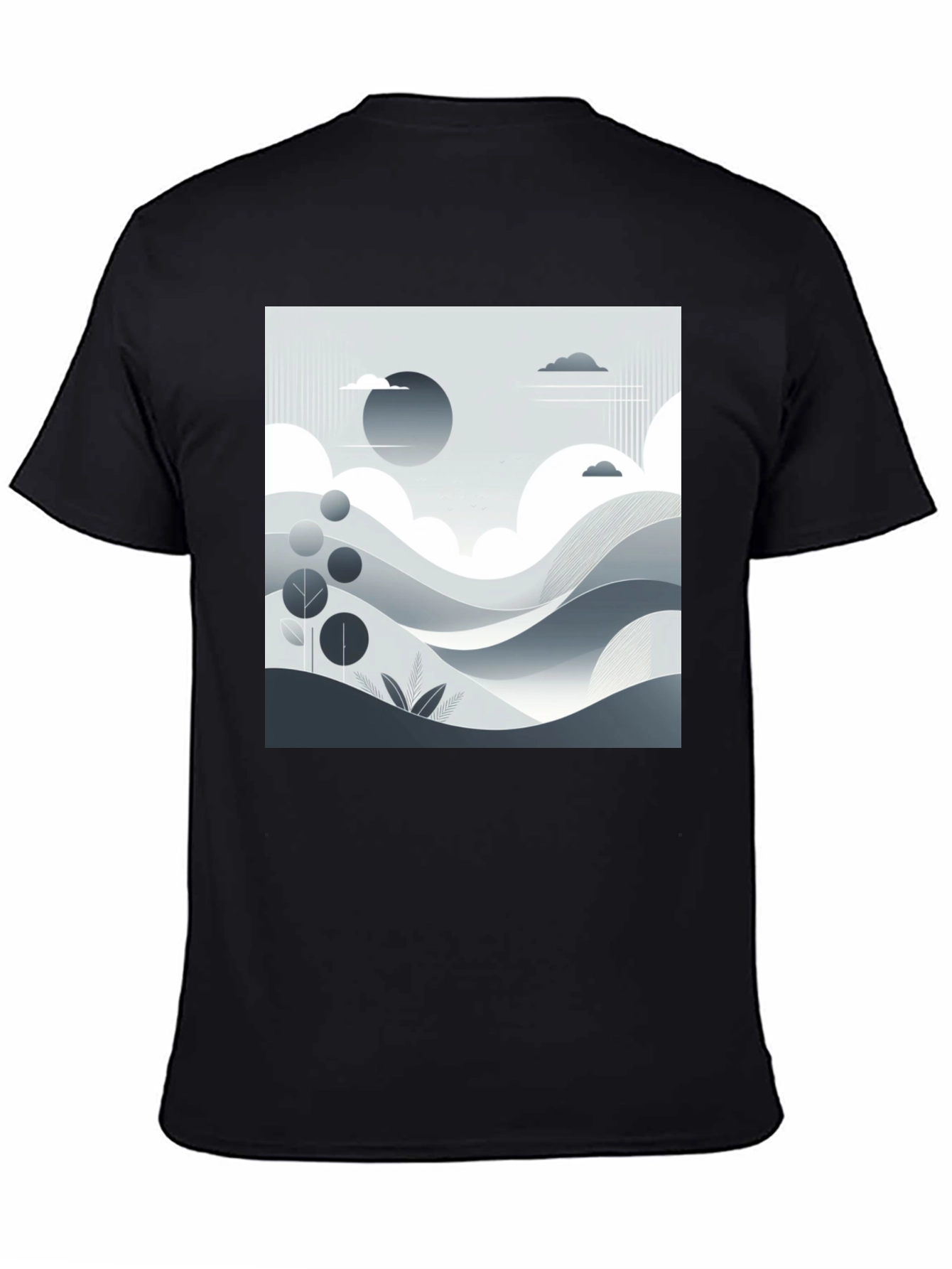 Modern Landscape Graphic Tee - Black