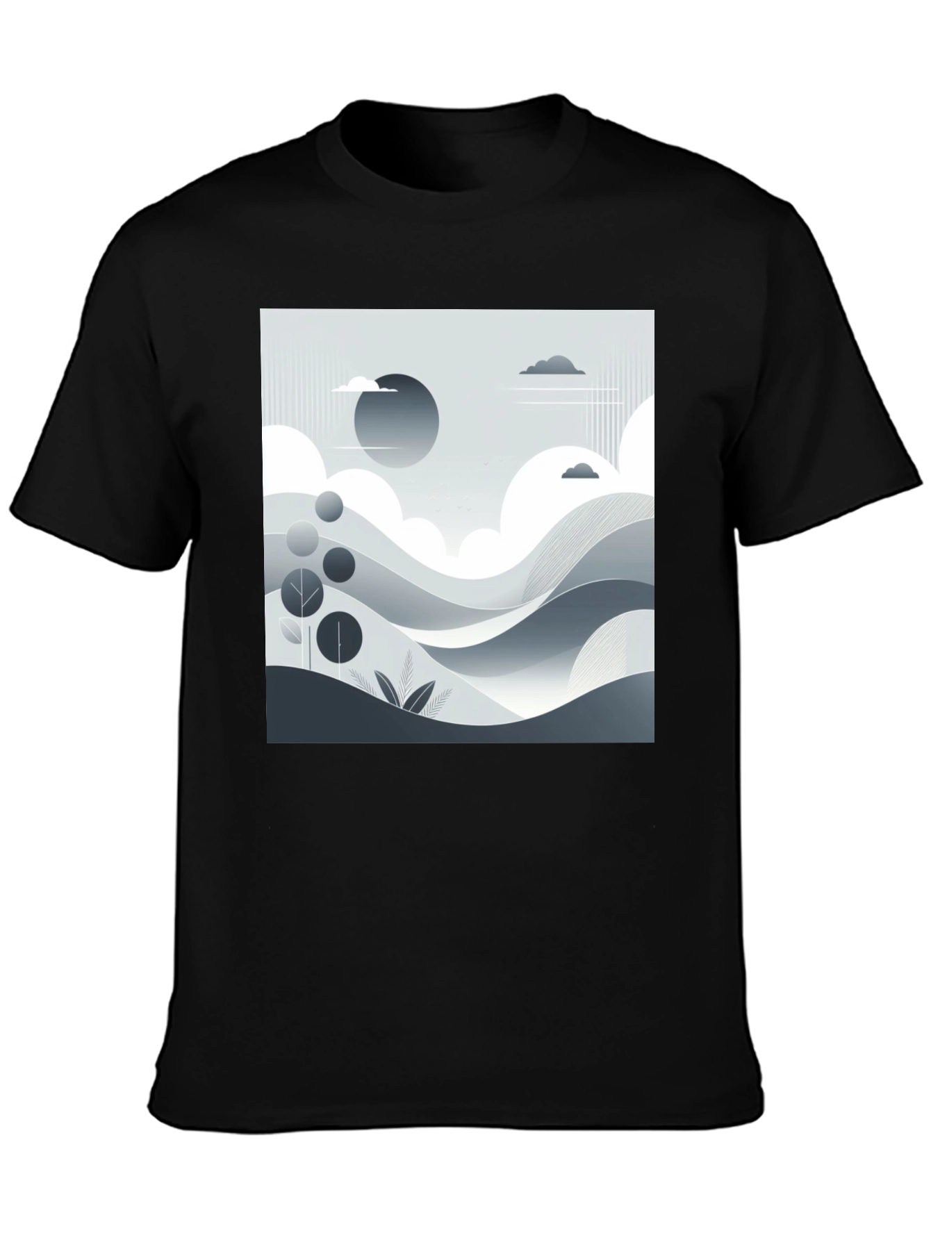 Modern Landscape Graphic Tee - Black