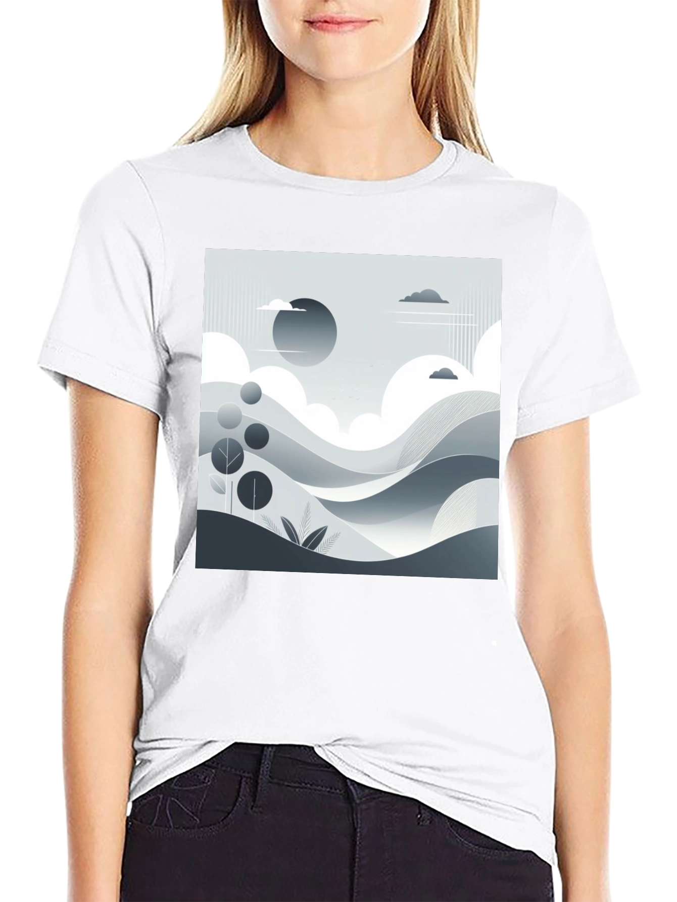 Modern Landscape Graphic Tee - Black