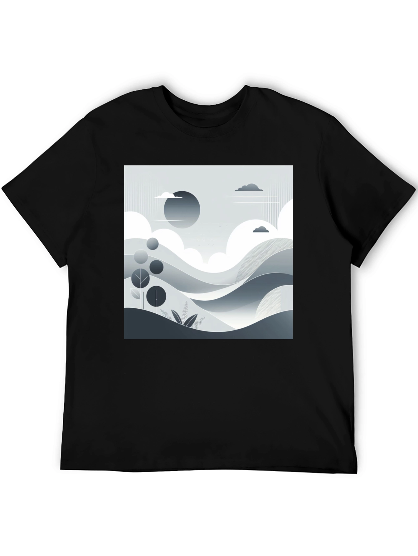Modern Landscape Graphic Tee - Black