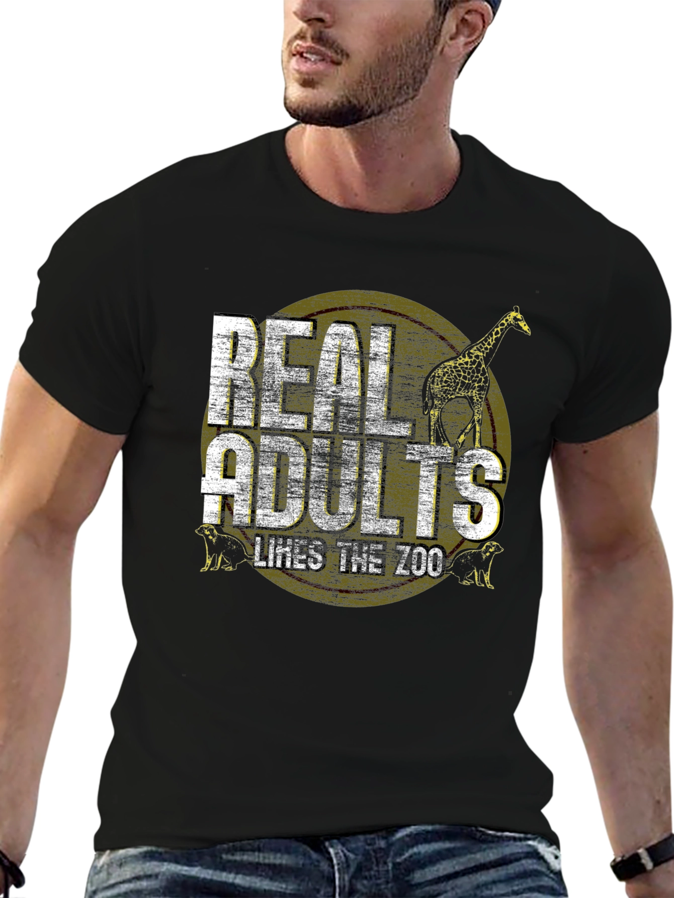 Real Adults Zoo Lover Graphic T-Shirt