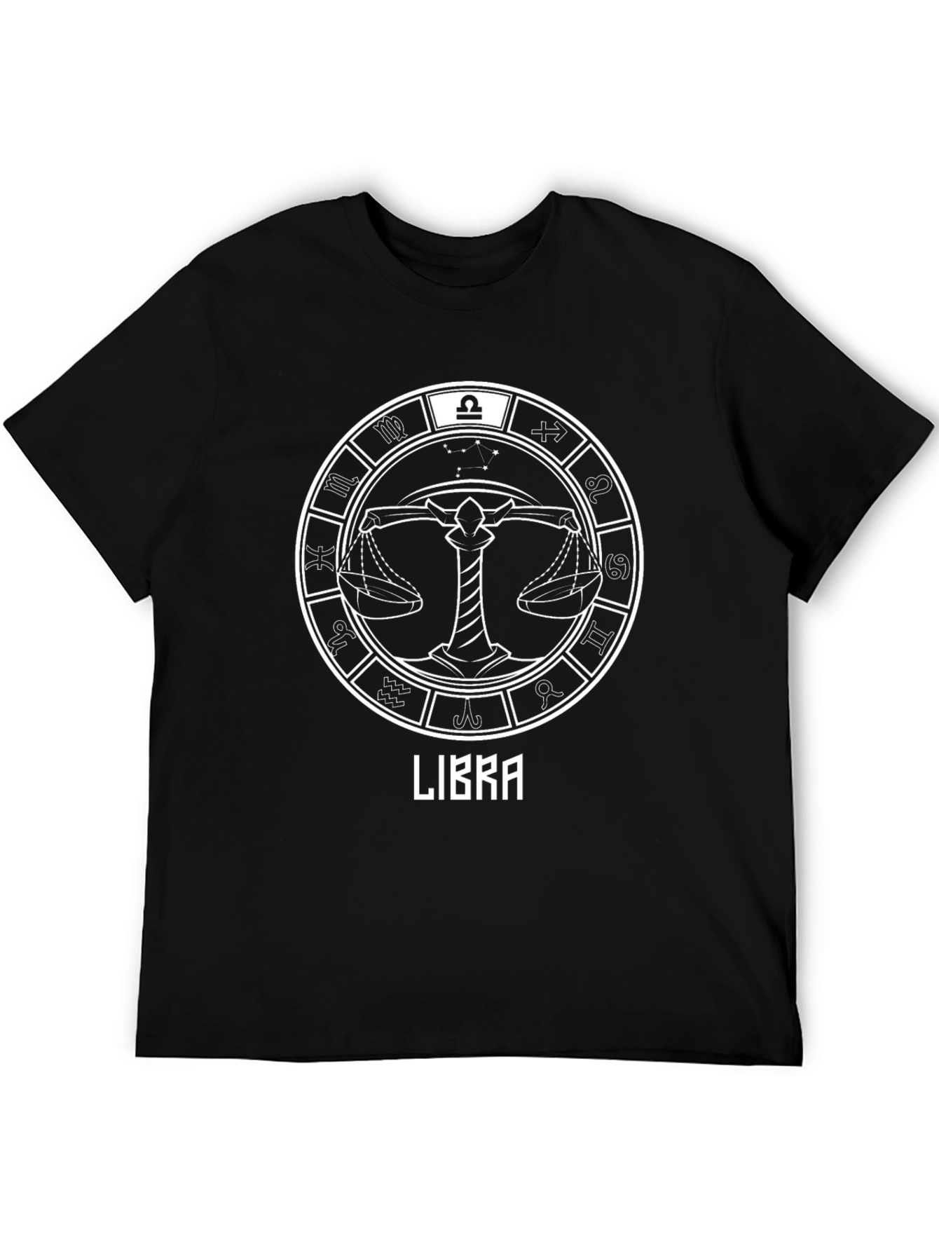 Libra Zodiac Sign Black T-Shirt