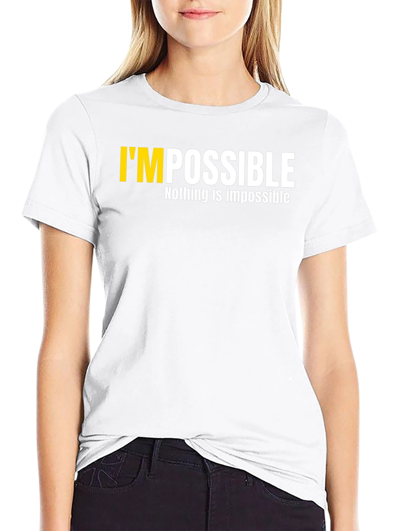 Motivational Impossible Graphic T-Shirt - Black