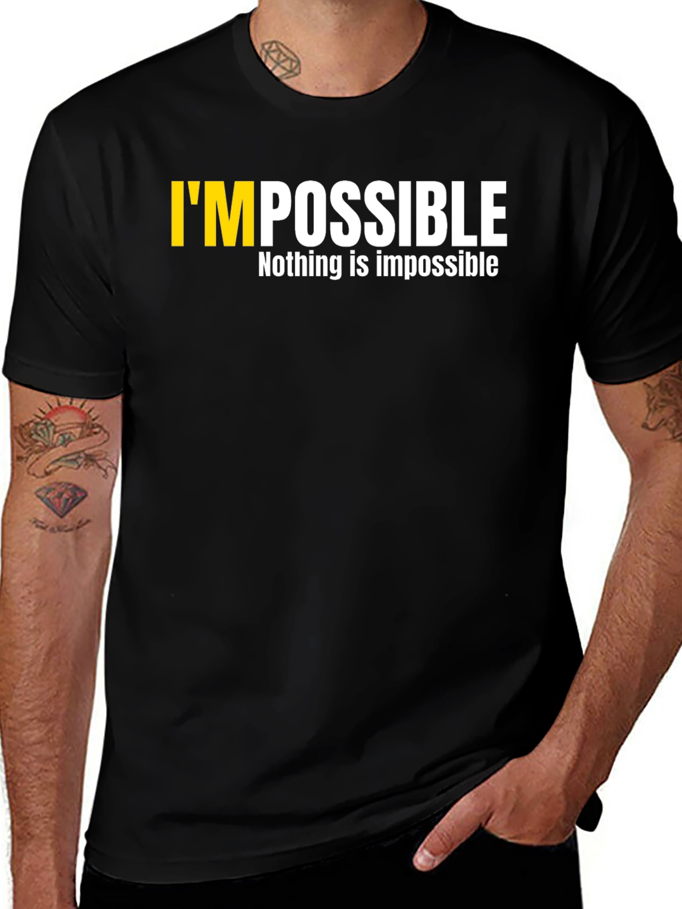 Motivational Impossible Graphic T-Shirt - Black