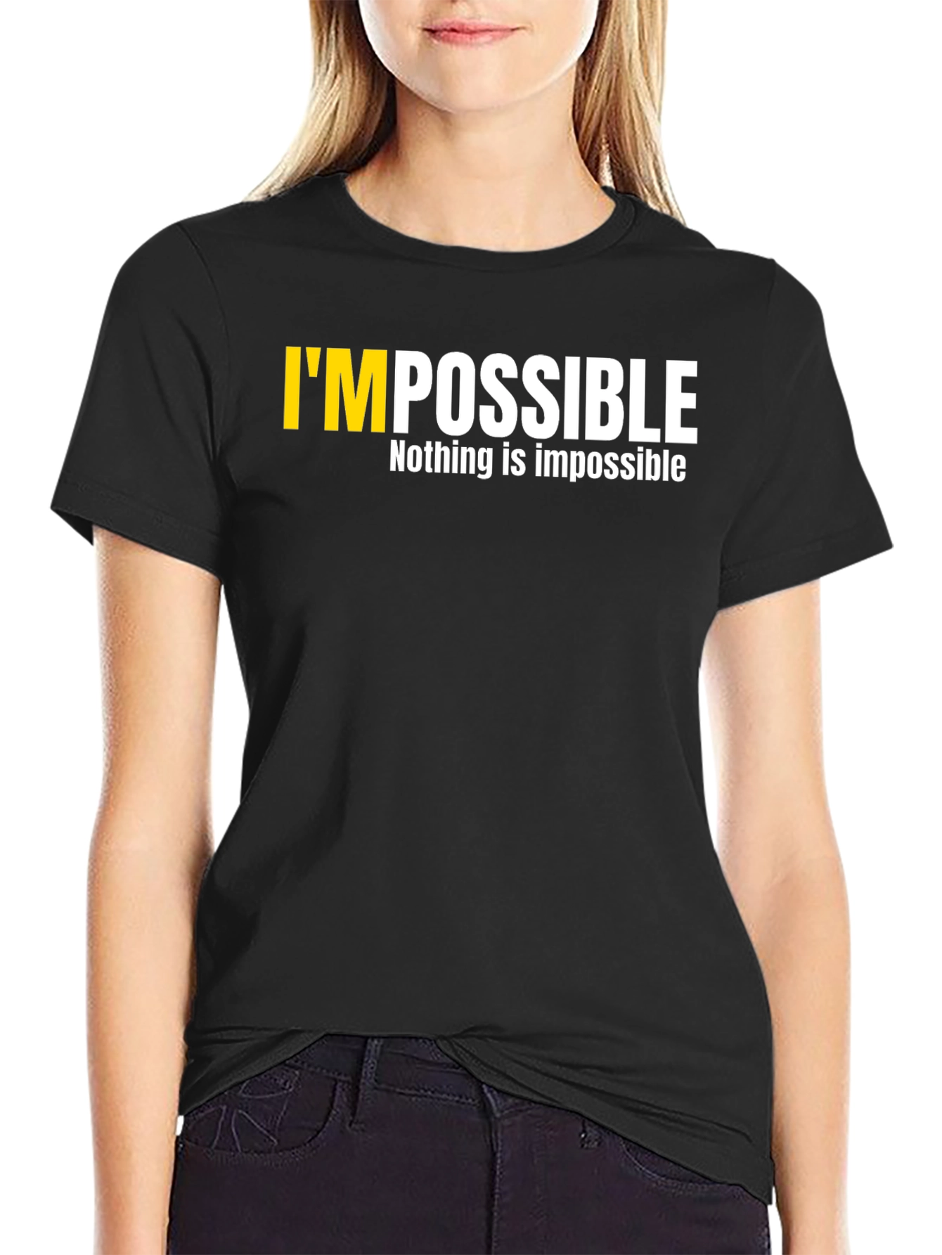 Motivational Impossible Graphic T-Shirt - Black