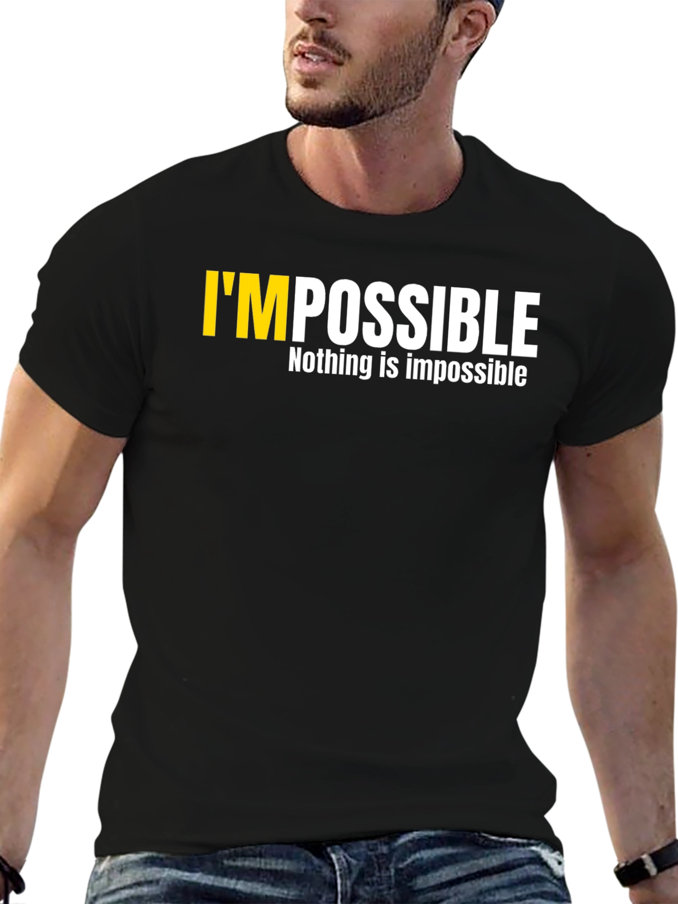 Motivational Impossible Graphic T-Shirt - Black