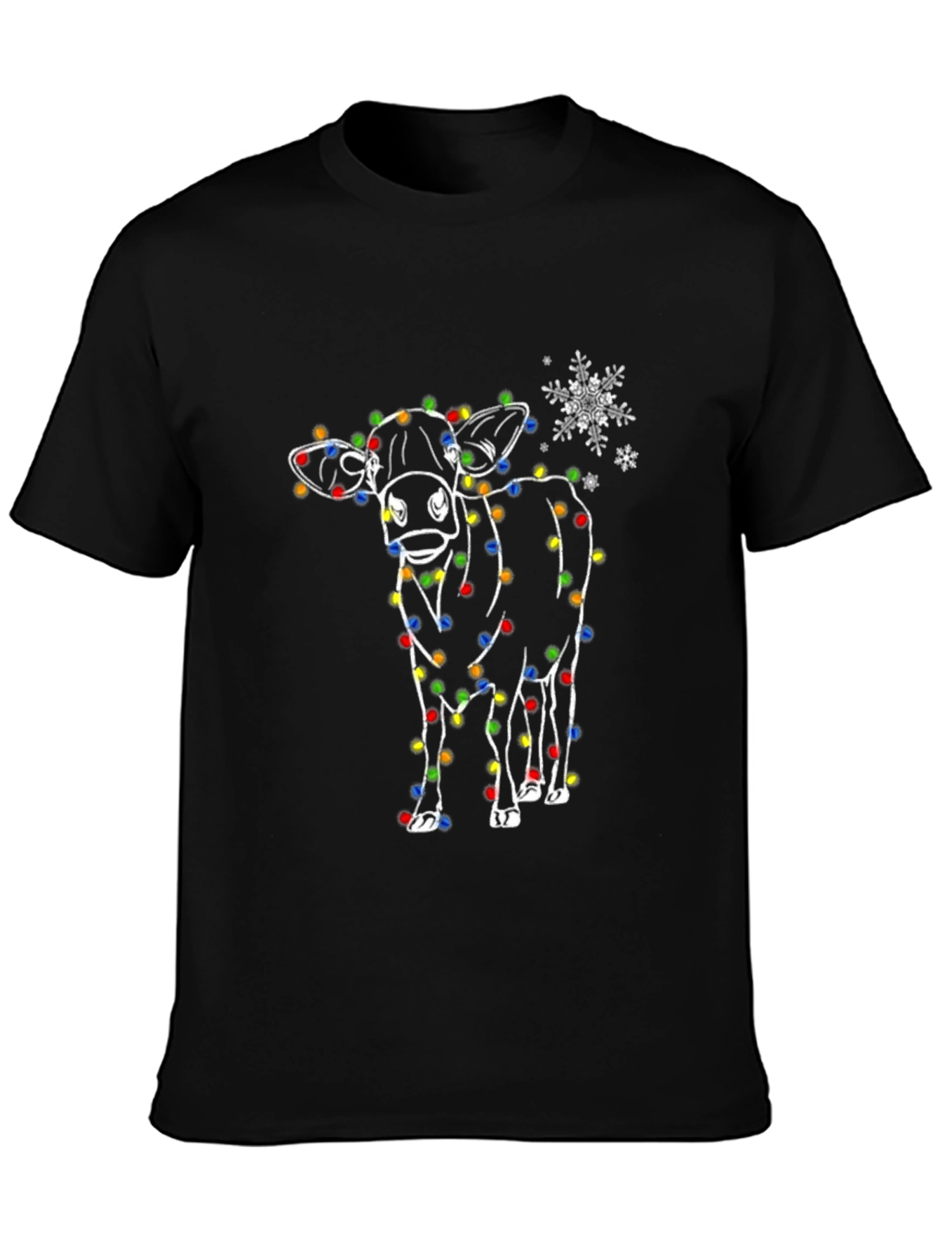 Festive Cow Christmas Light T-Shirt