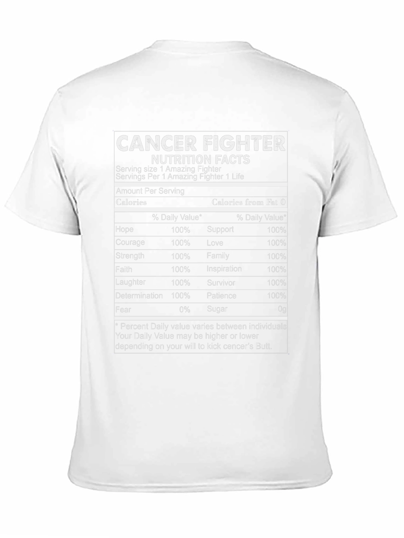 Cancer Fighter Nutrition Facts T-Shirt
