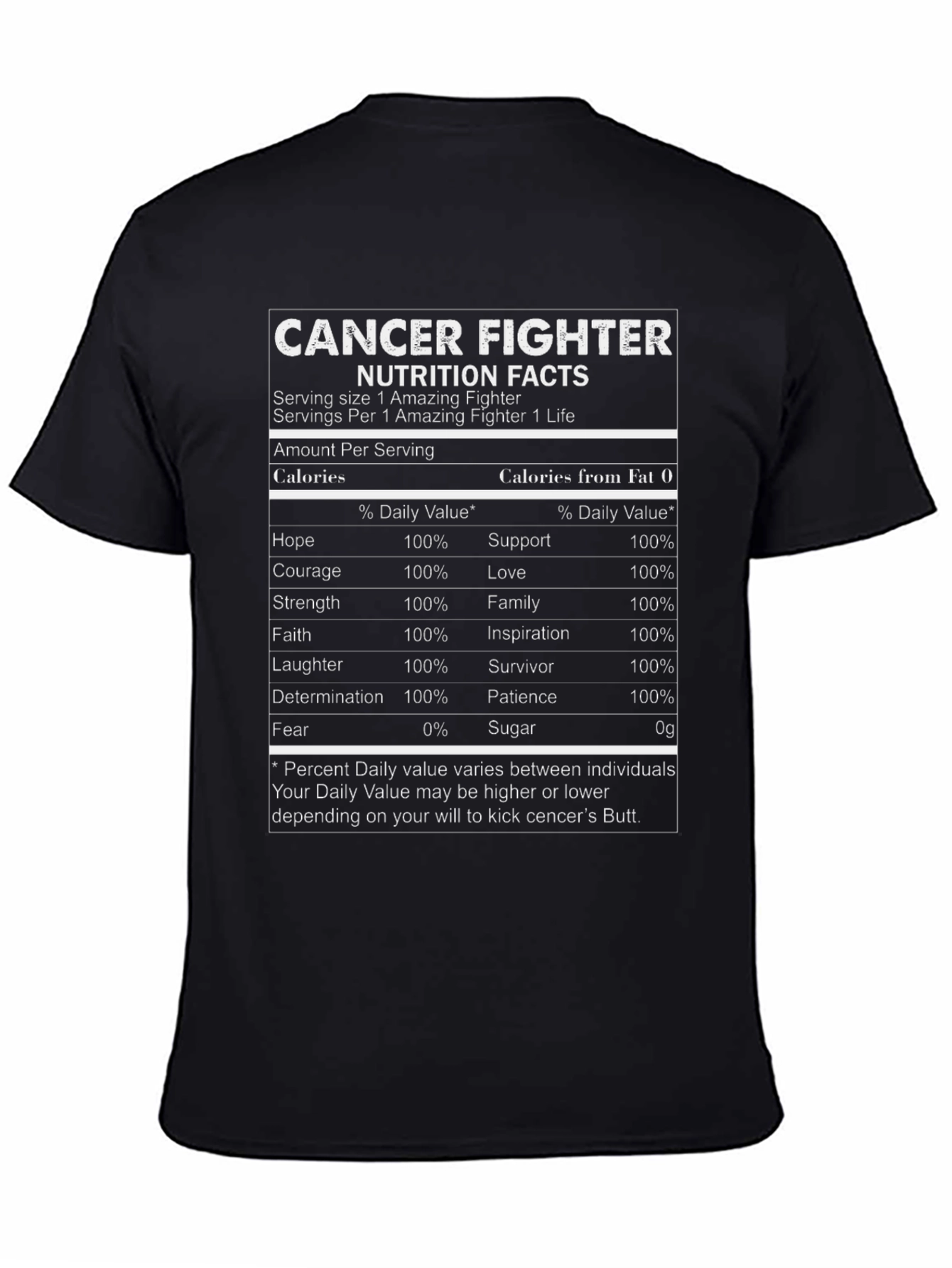 Cancer Fighter Nutrition Facts T-Shirt