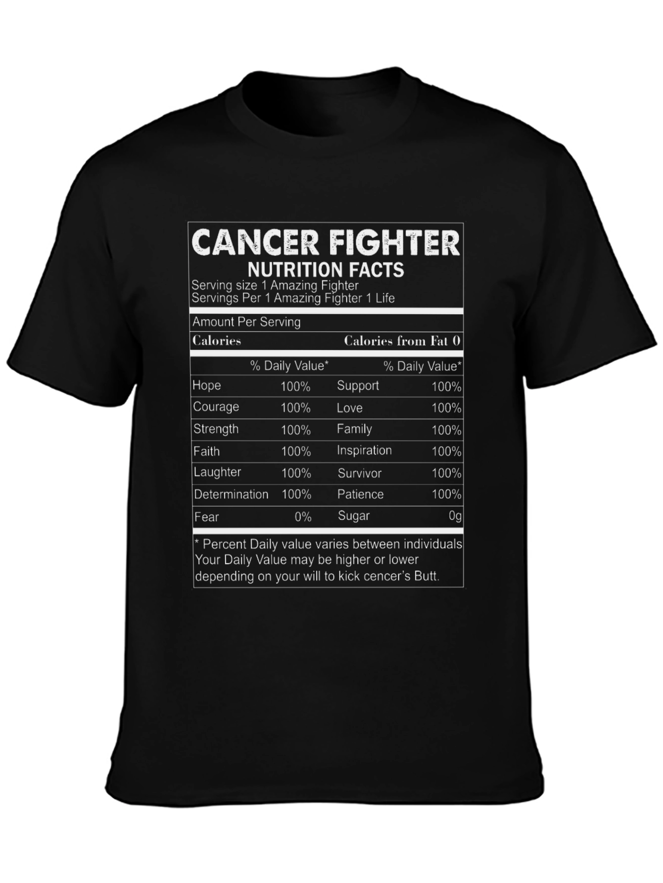 Cancer Fighter Nutrition Facts T-Shirt