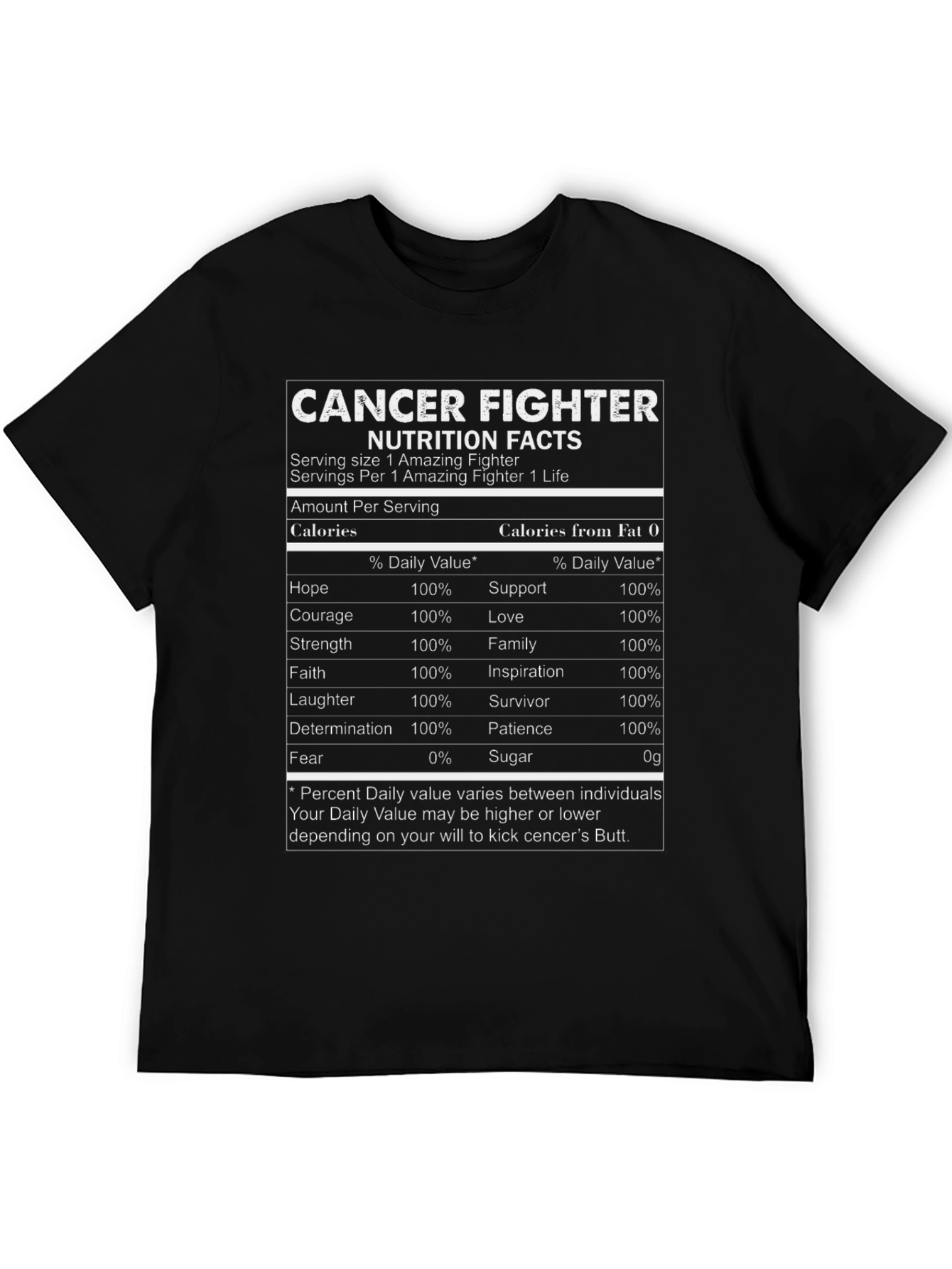 Cancer Fighter Nutrition Facts T-Shirt