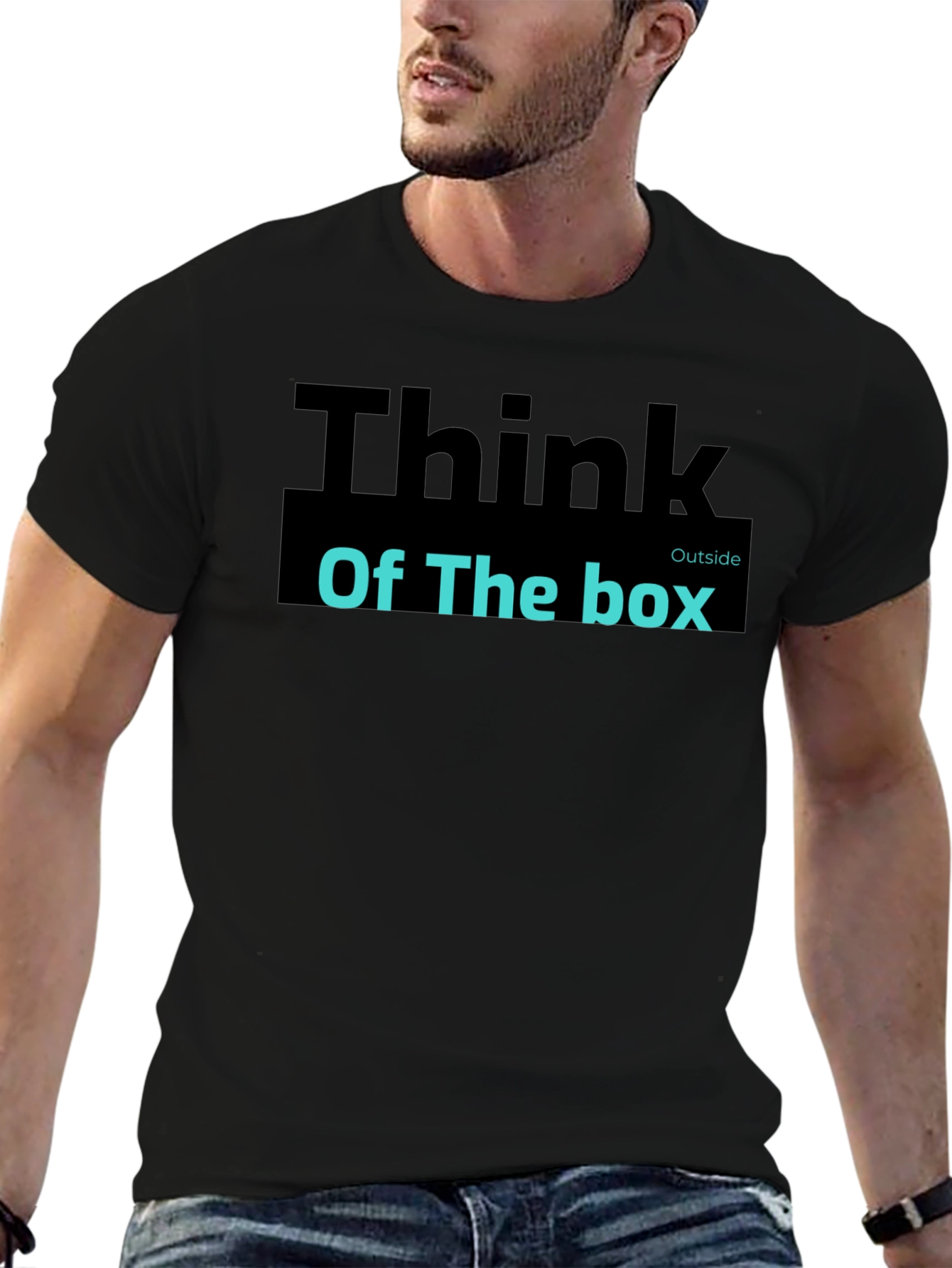 Think Outside the Box Black Graphic Tee Shirt