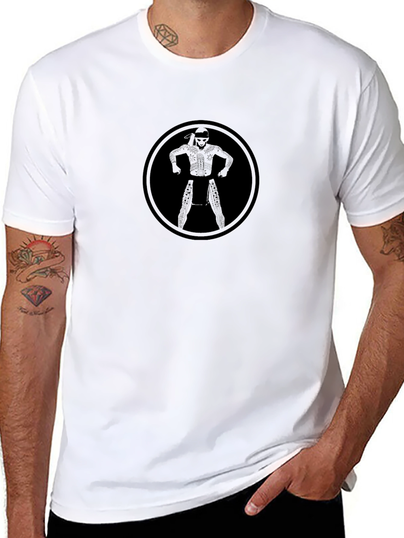 Black Graphic Tee - Warrior in Circle