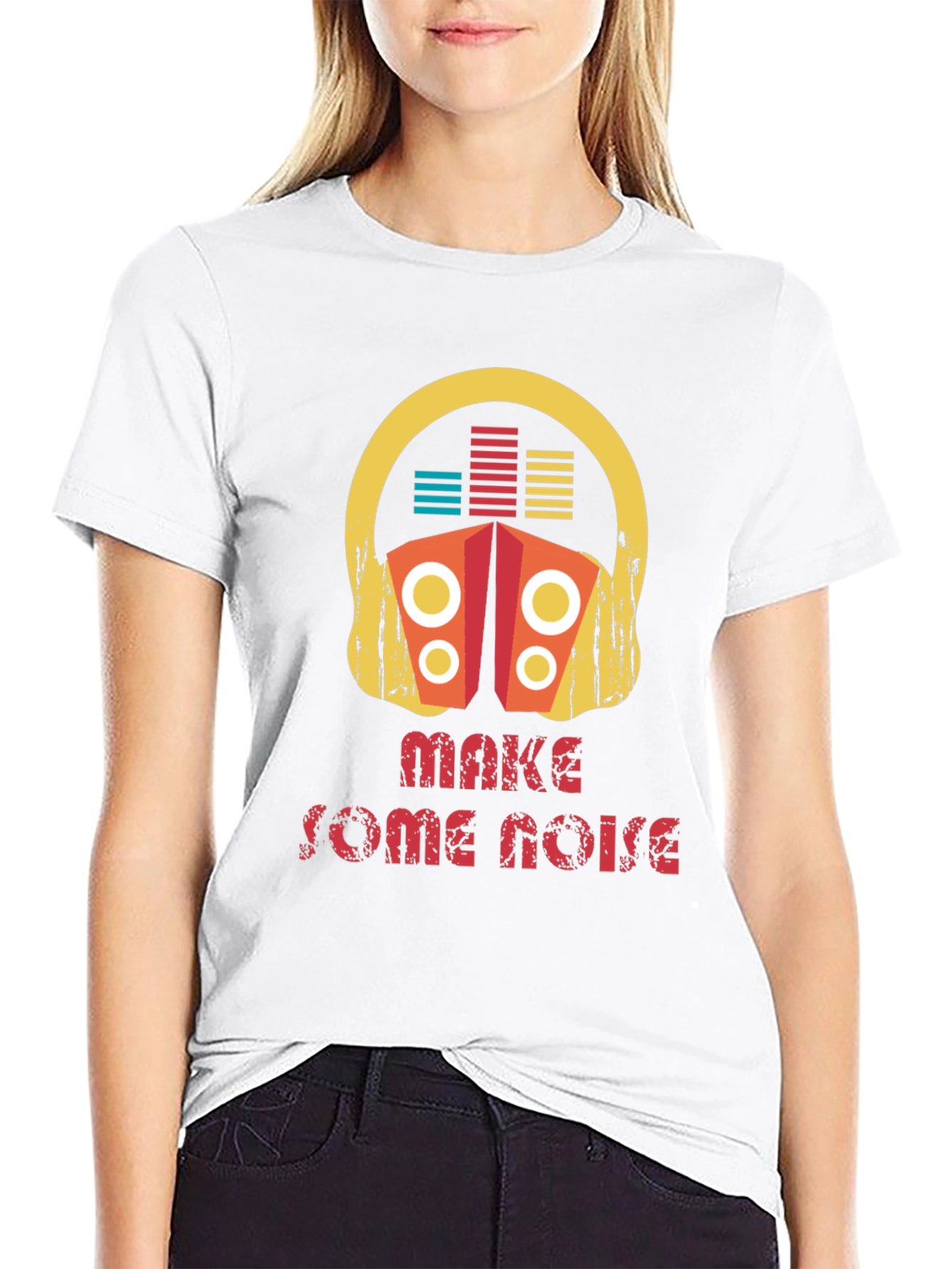 Make Some Noise Graphic Tee - Black Cotton T-Shirt