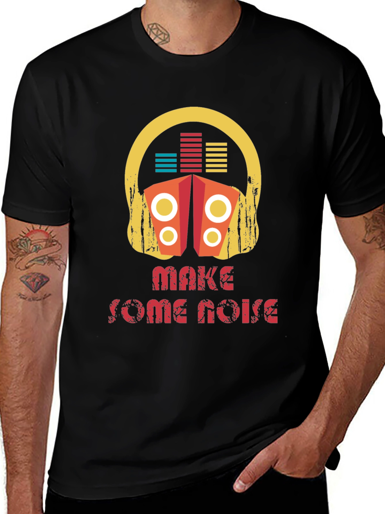 Make Some Noise Graphic Tee - Black Cotton T-Shirt