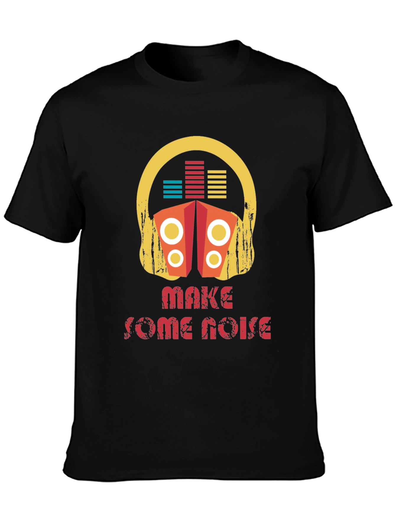 Make Some Noise Graphic Tee - Black Cotton T-Shirt