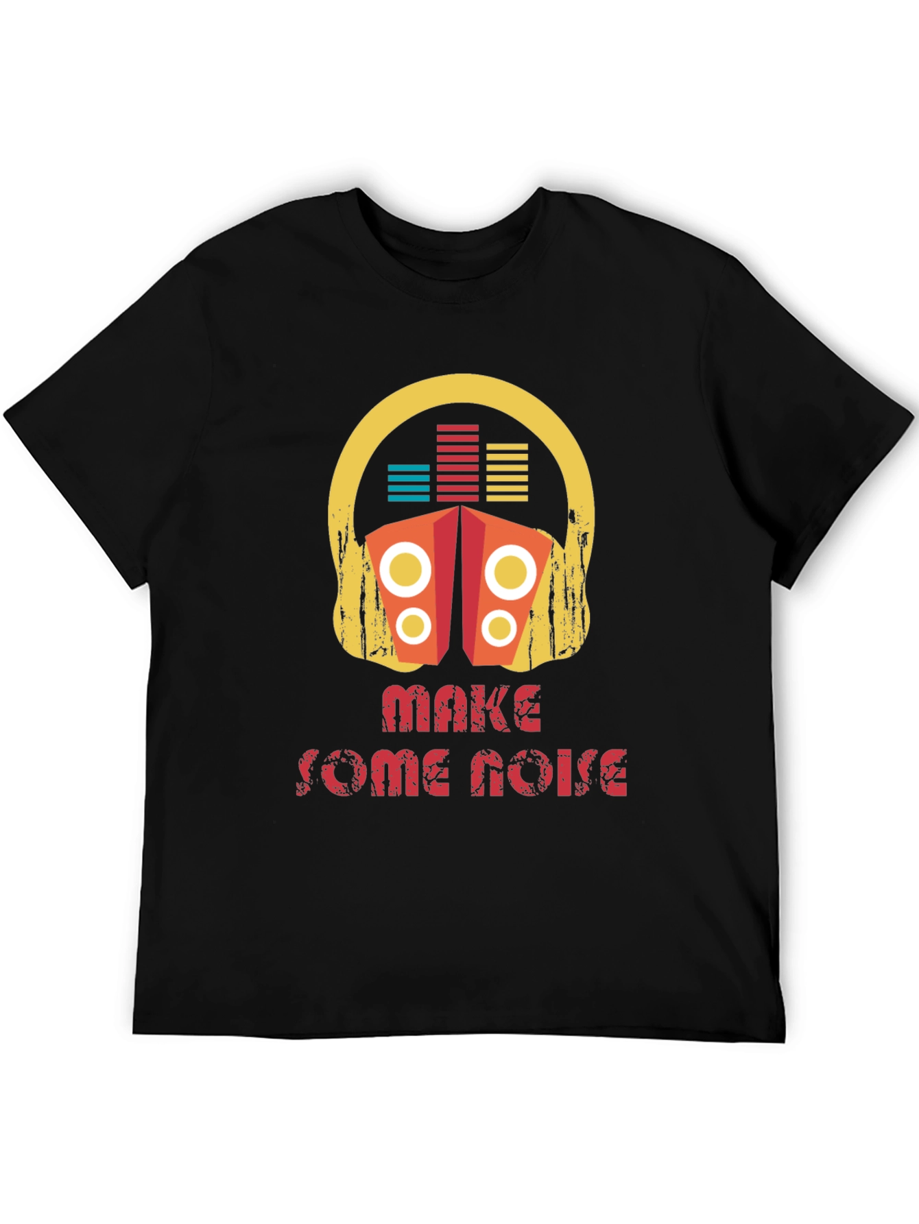 Make Some Noise Graphic Tee - Black Cotton T-Shirt