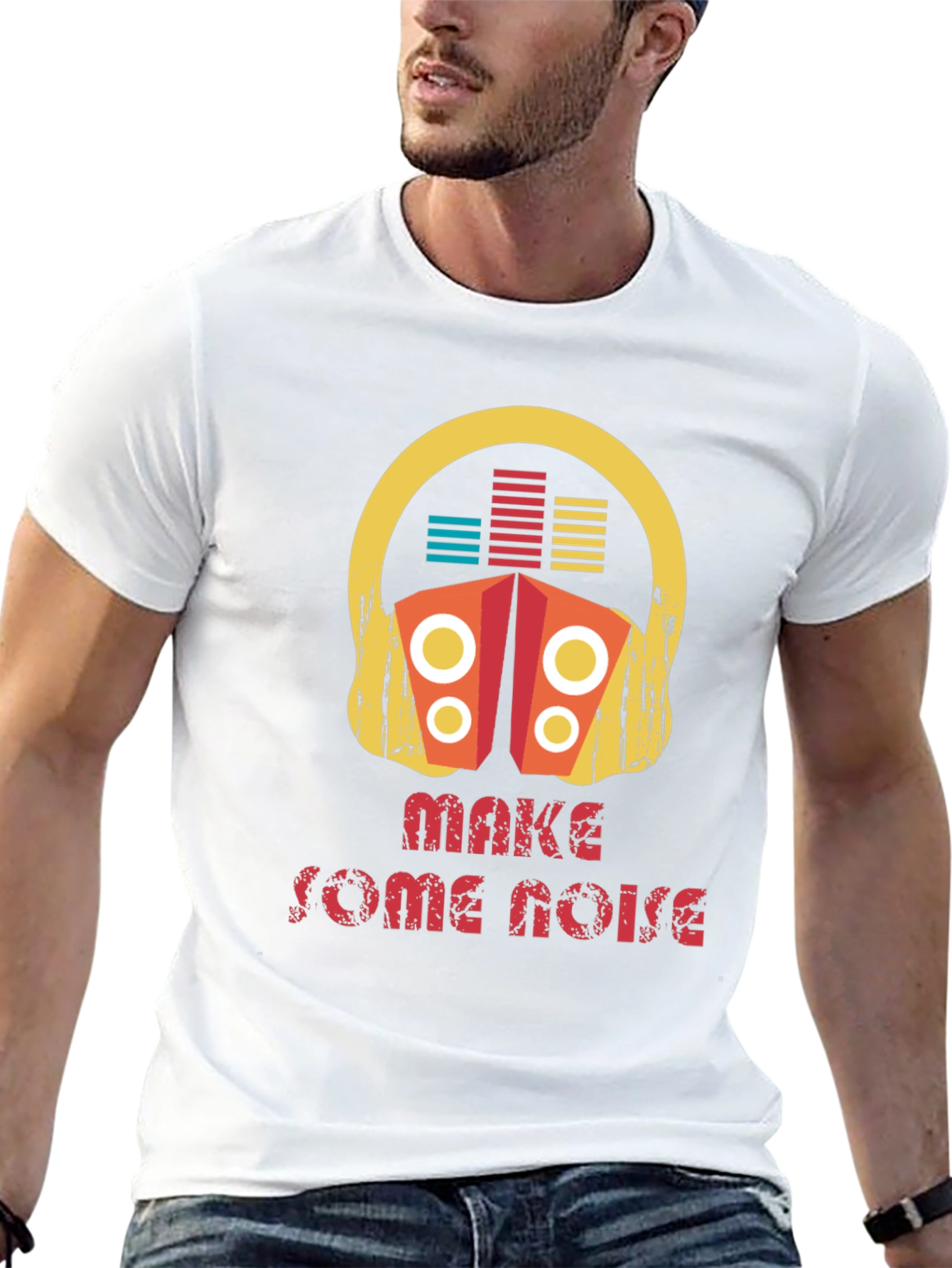 Make Some Noise Graphic Tee - Black Cotton T-Shirt