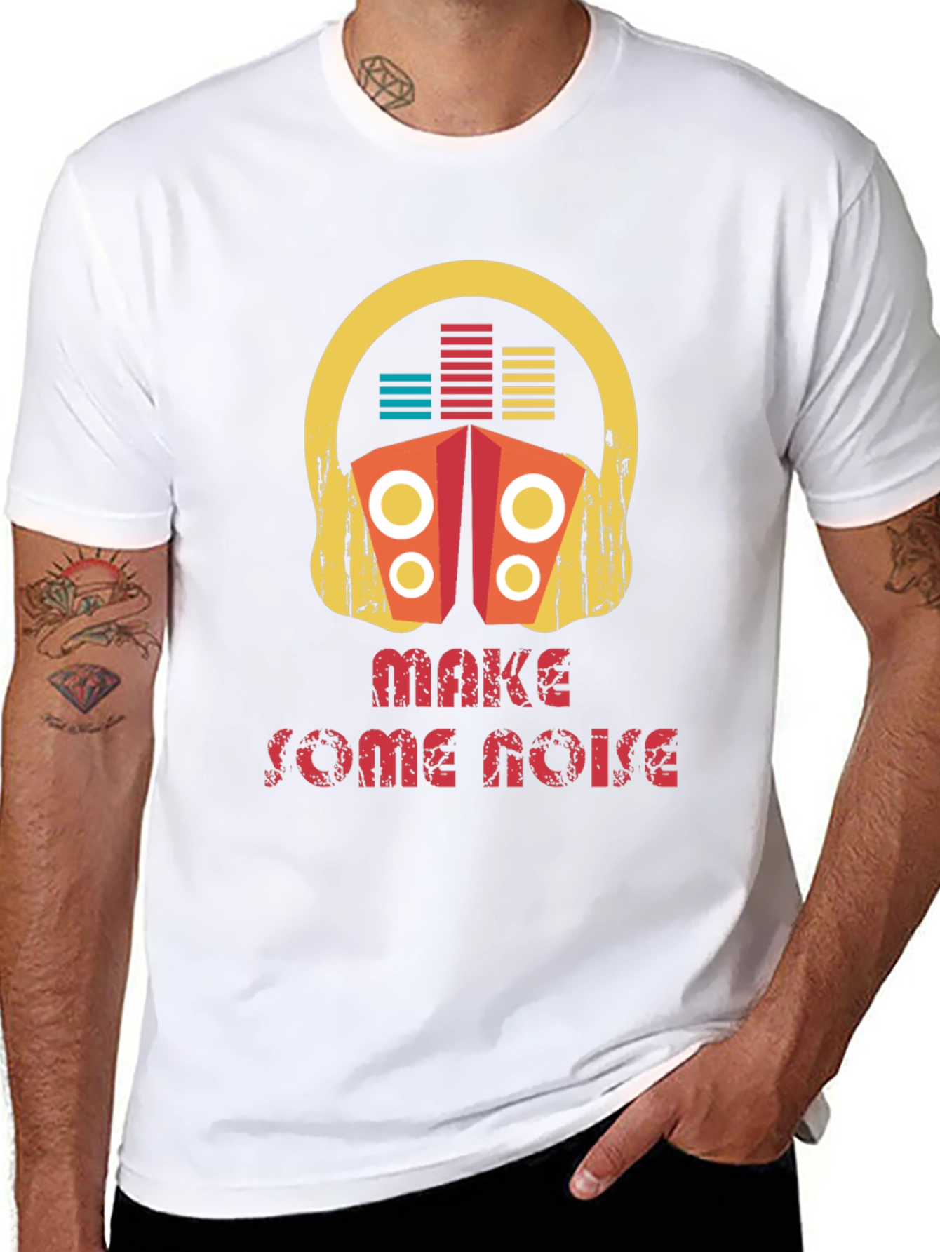 Make Some Noise Graphic Tee - Black Cotton T-Shirt