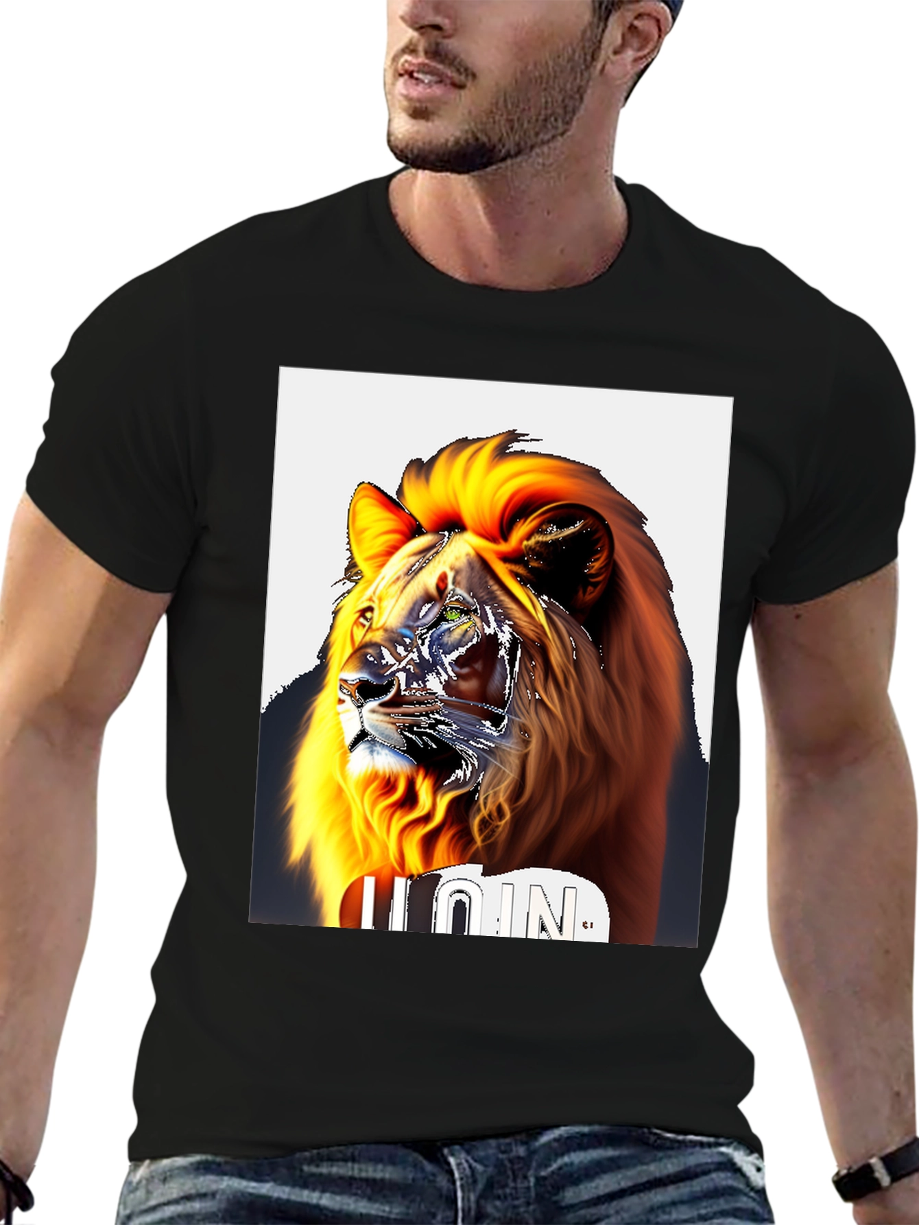 Lion Graphic Black T-Shirt - Bold Statement Tee