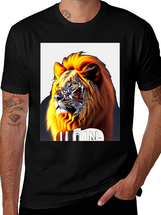 Lion Graphic Black T-Shirt - Bold Statement Tee