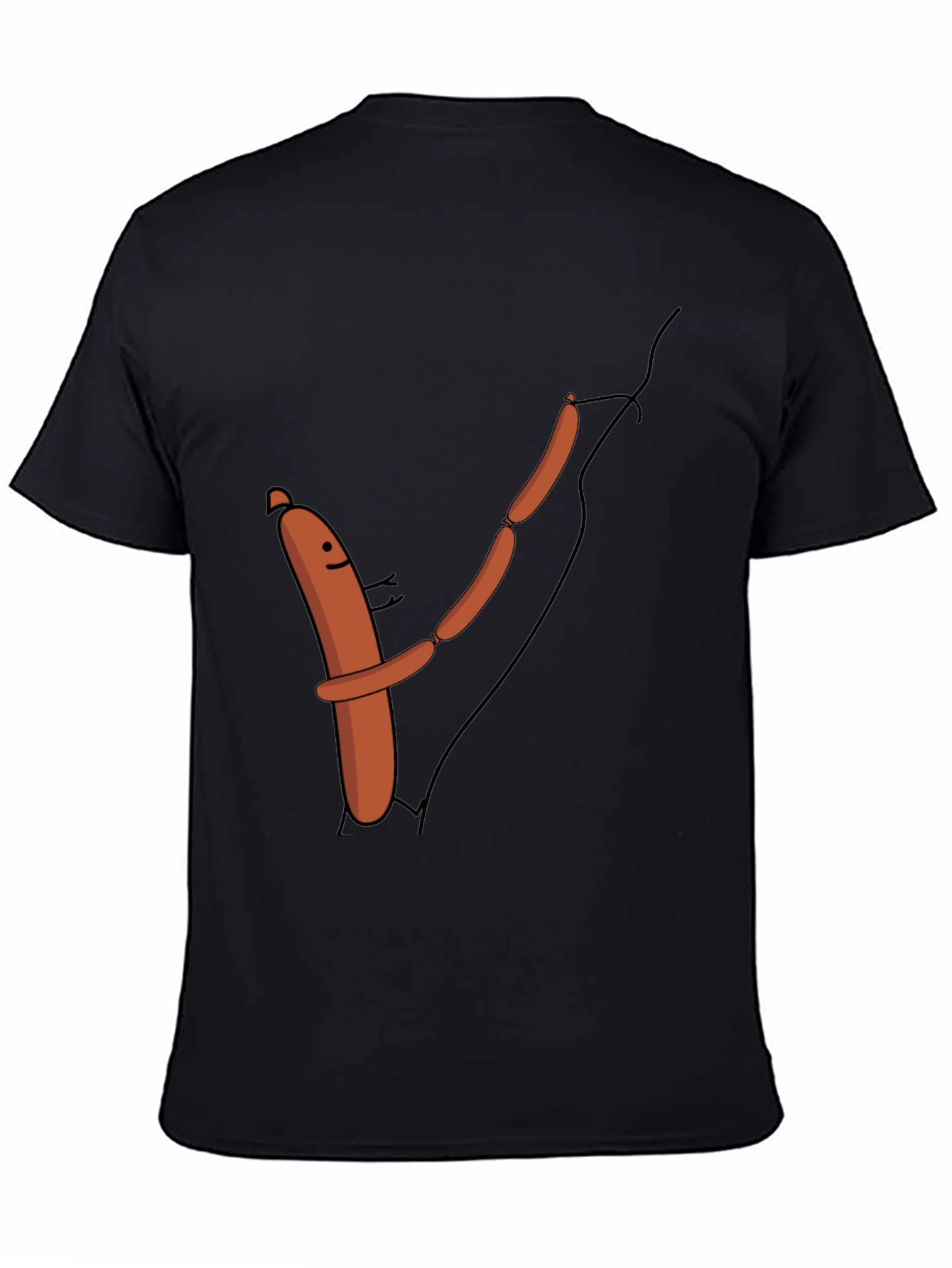 Funny Sausage Chain Hugging Black T-Shirt