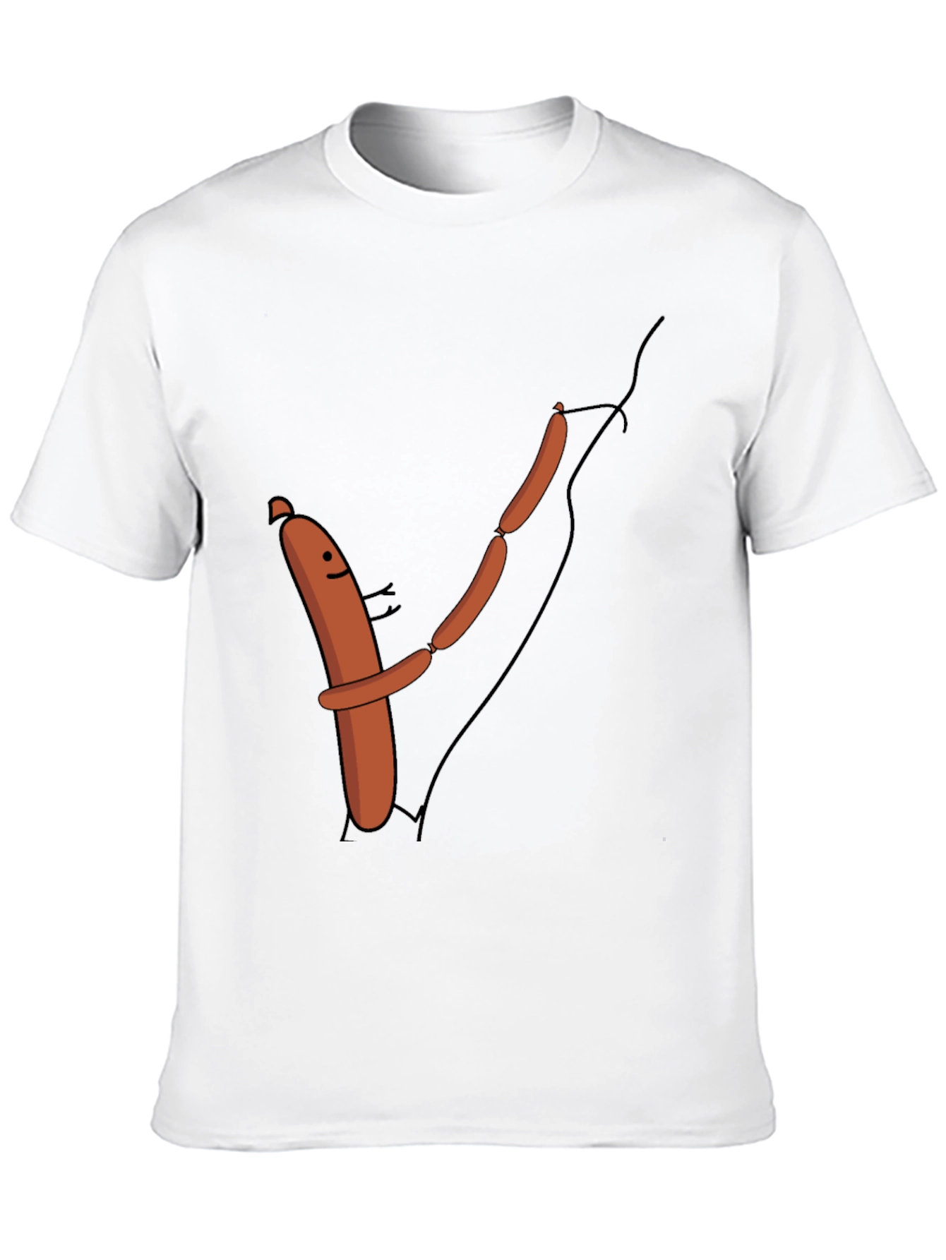Funny Sausage Chain Hugging Black T-Shirt
