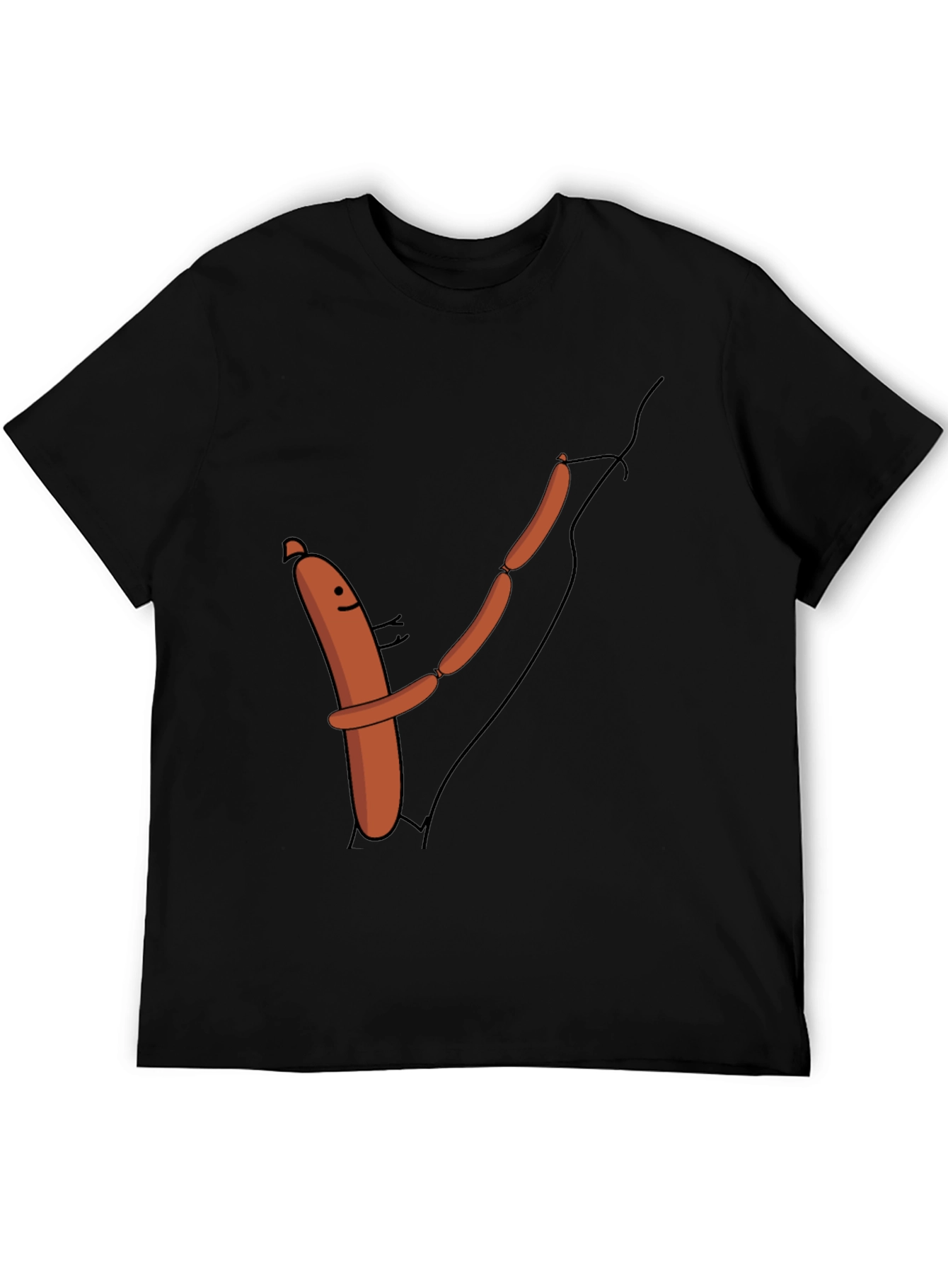 Funny Sausage Chain Hugging Black T-Shirt