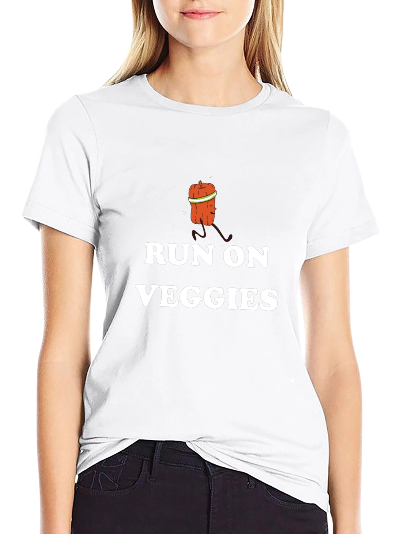 Run On Veggies T-Shirt - Funny Vegetarian Fitness Tee