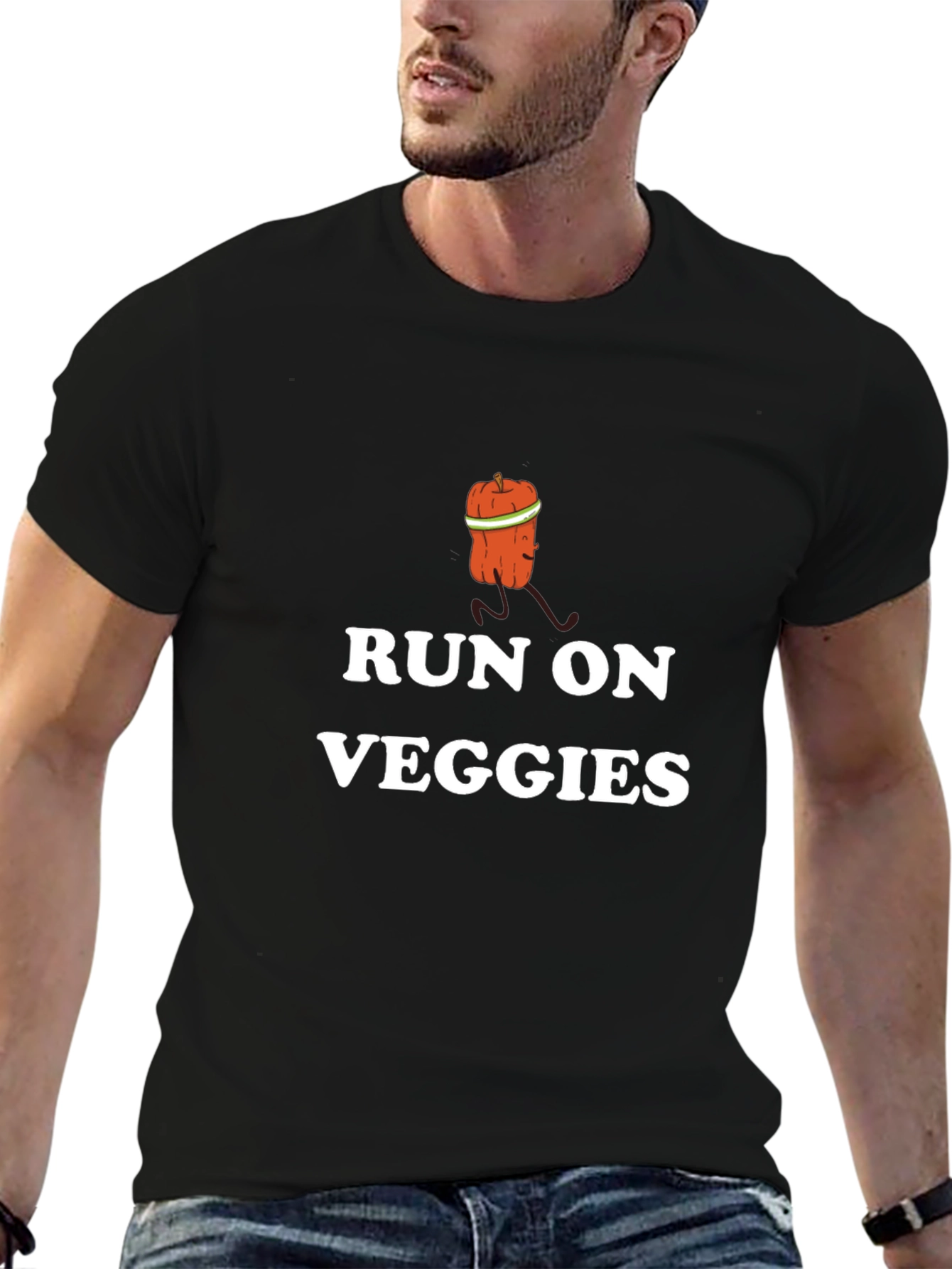 Run On Veggies T-Shirt - Funny Vegetarian Fitness Tee