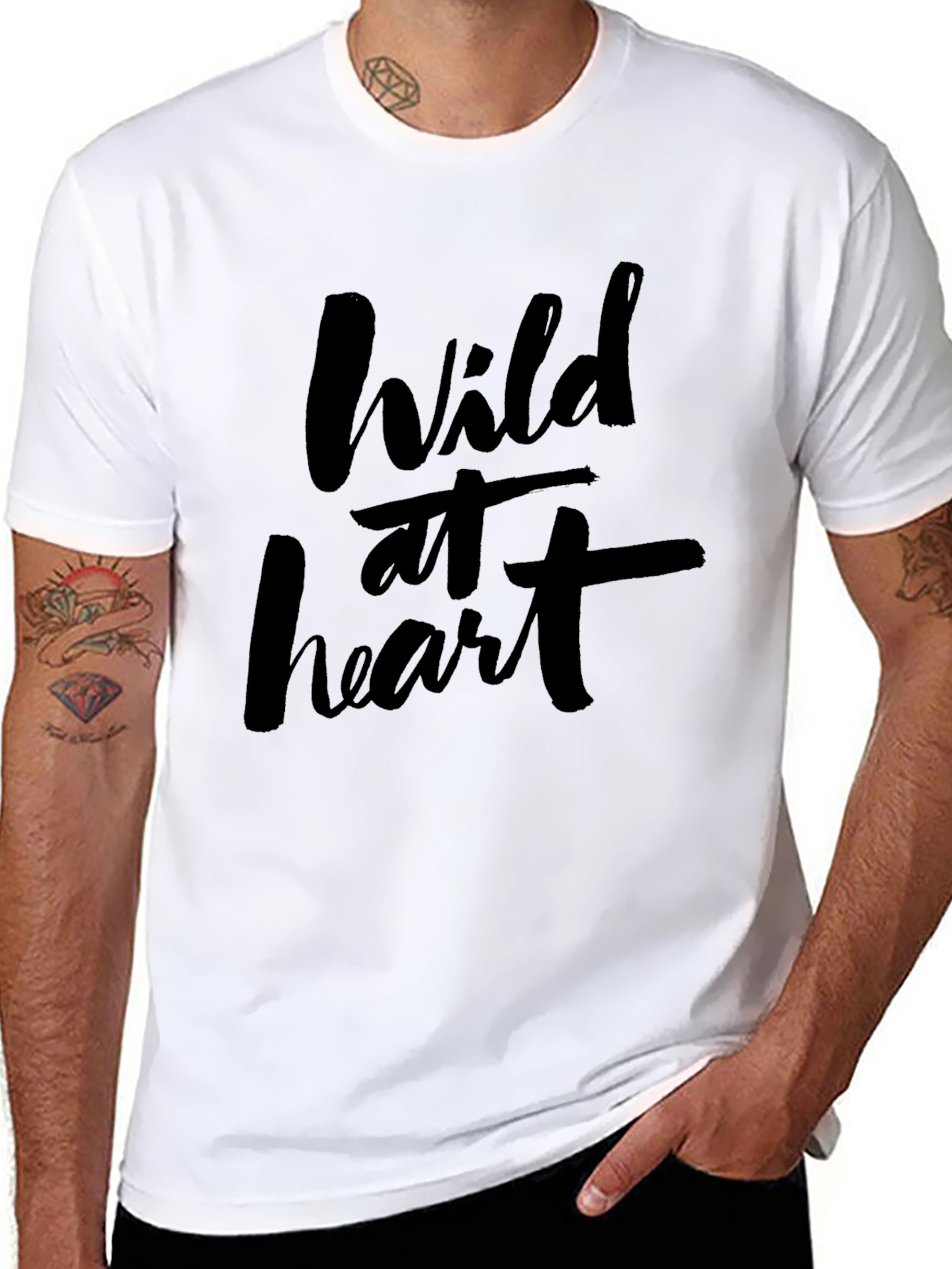 Wild at Heart Graphic Tee - Black Cotton T-Shirt