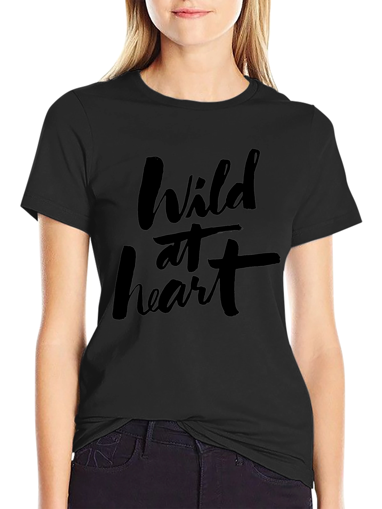 Wild at Heart Graphic Tee - Black Cotton T-Shirt