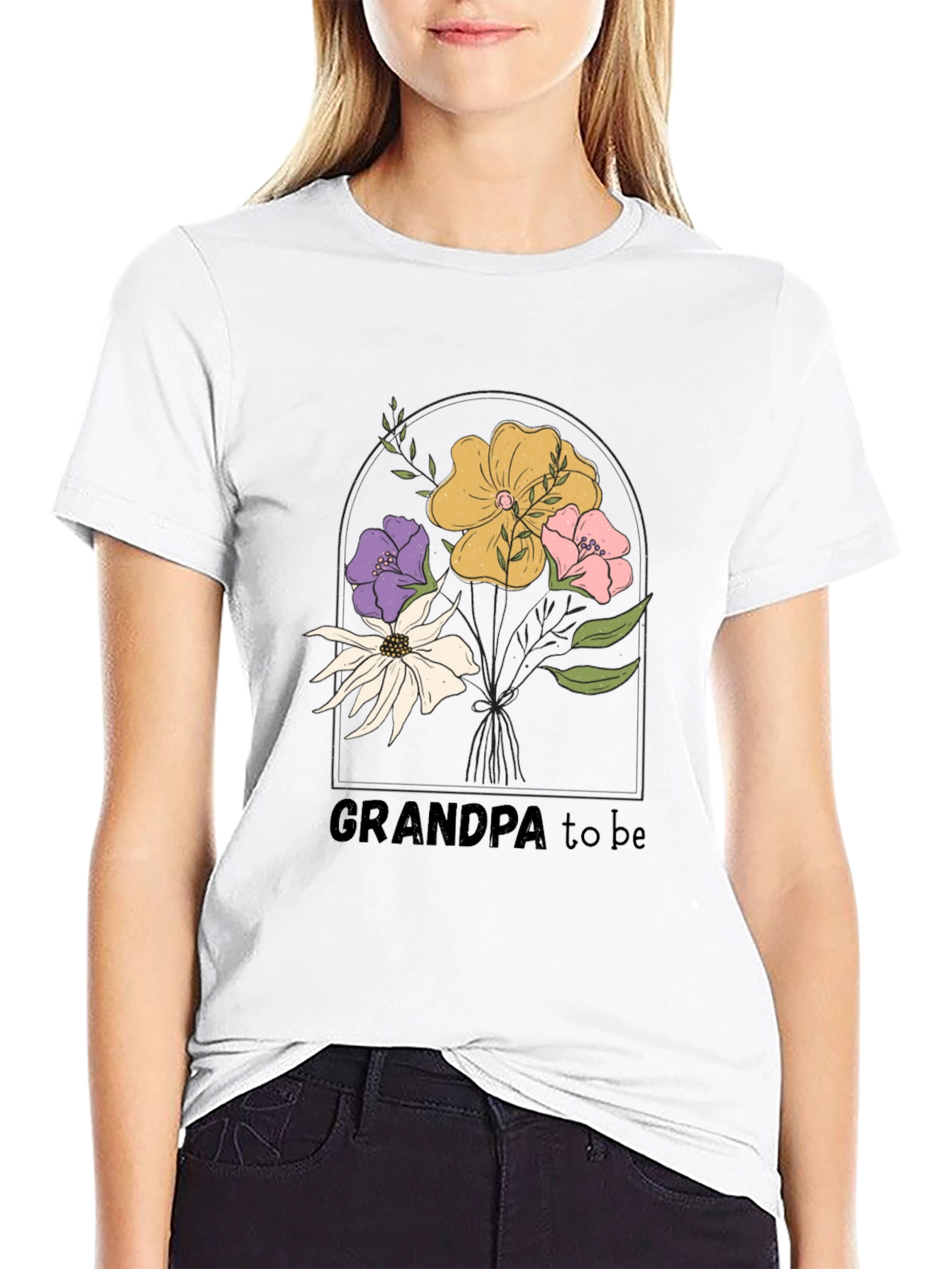 Grandpa To Be Floral Graphic Tee
